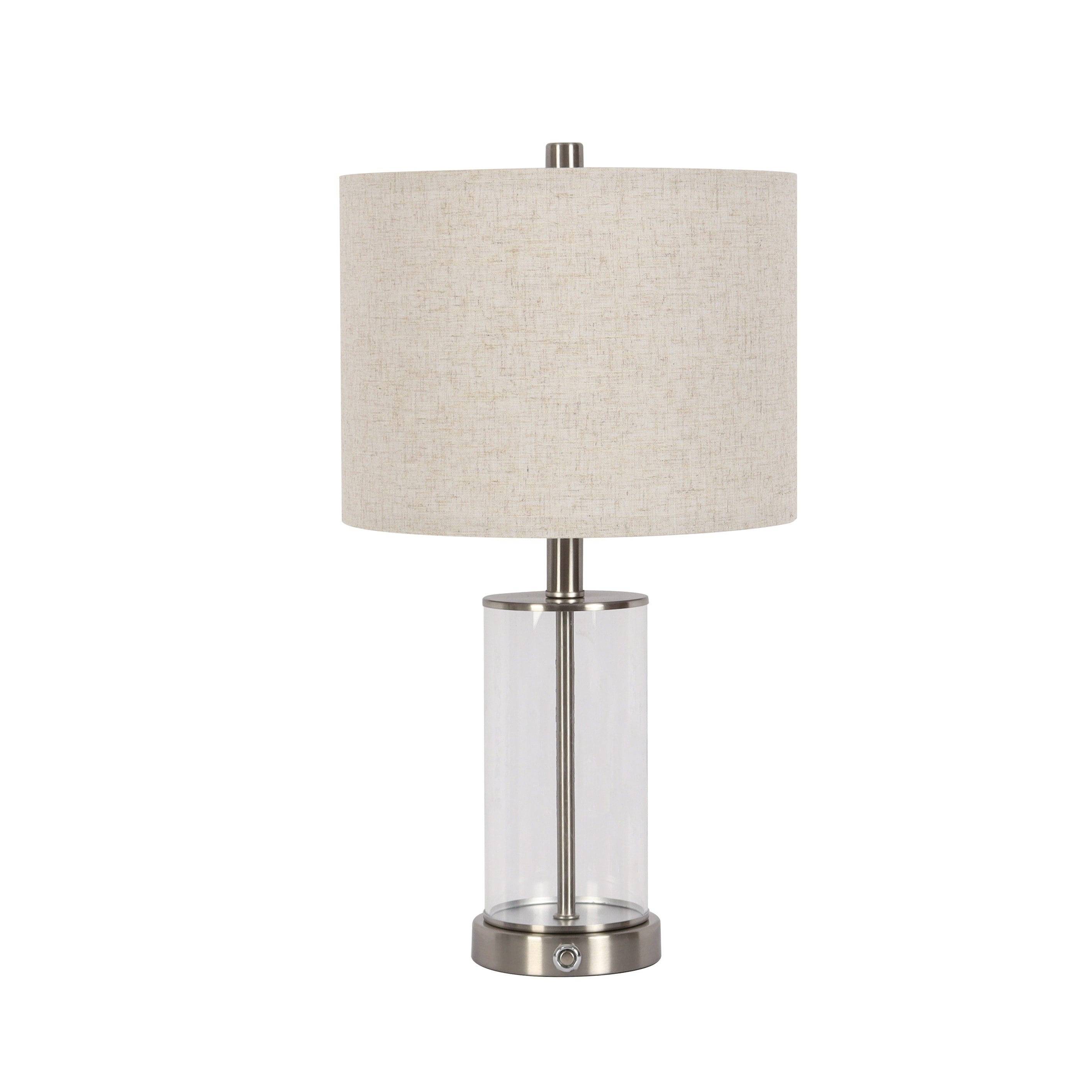 21.5 inch Table Lamp with Glass Lamp Body and Linen Lampshade