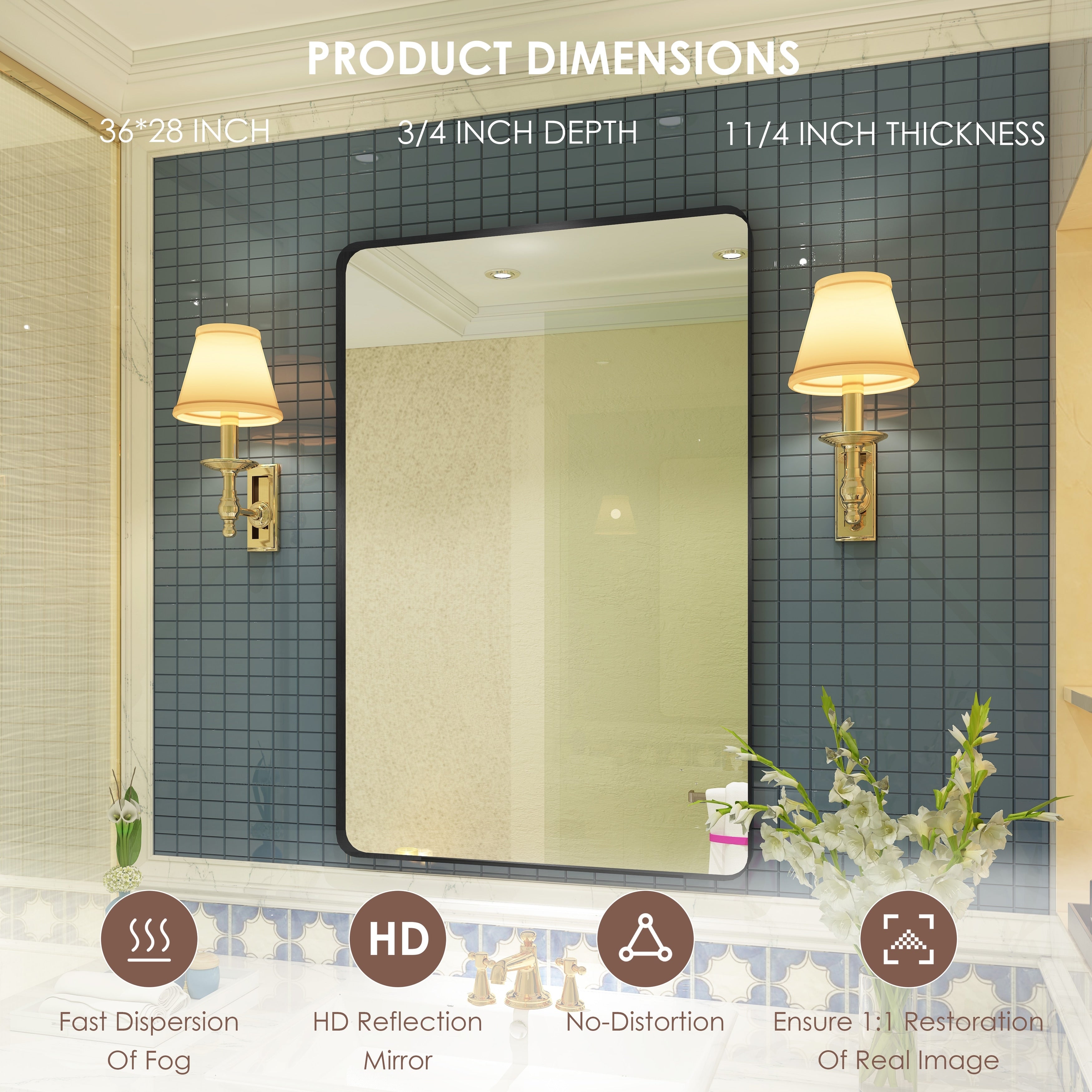 QuivaraView Rectangular Aluminum Framed Bathroom Vanity Mirror