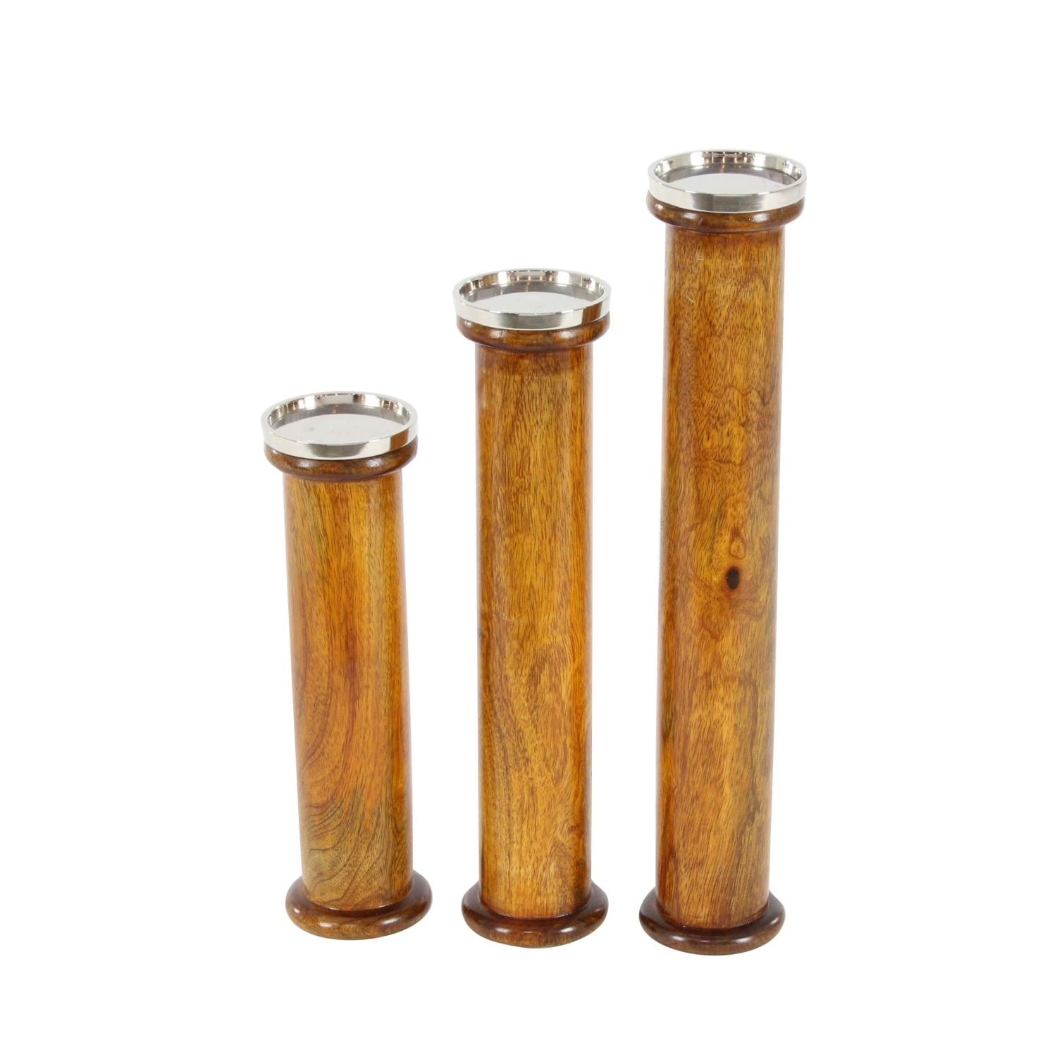 Brown Wood Natural Candle Holder Set of 3 18 x 3 x 3