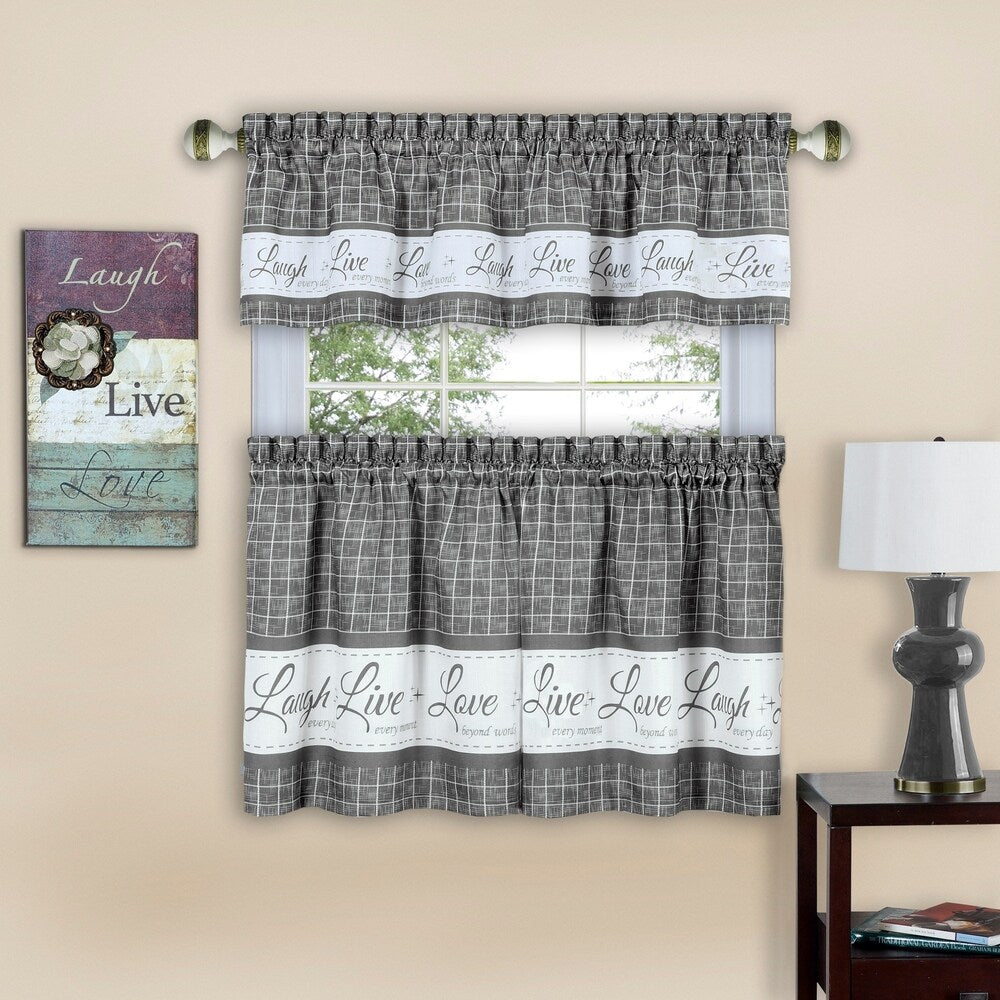 Live, Love, Laugh Window Curtain Tier Pair and Valance Set