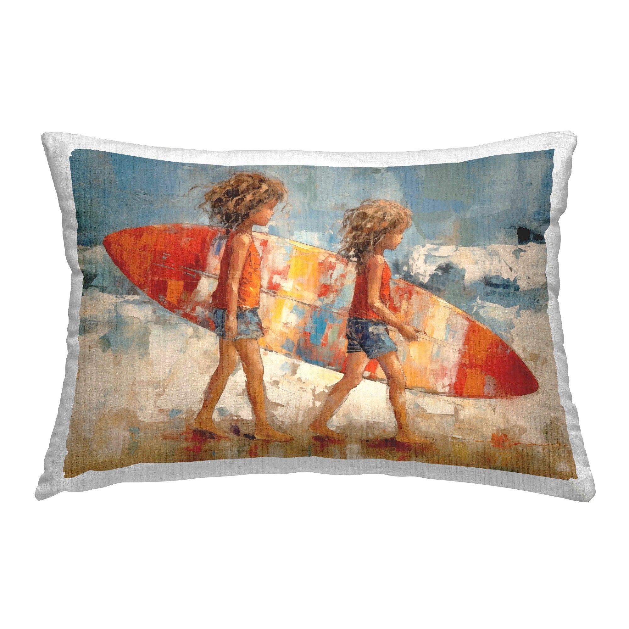 Stupell Kids with Surfboard Decorative Printed Throw Pillow Design by Petal Prints Design