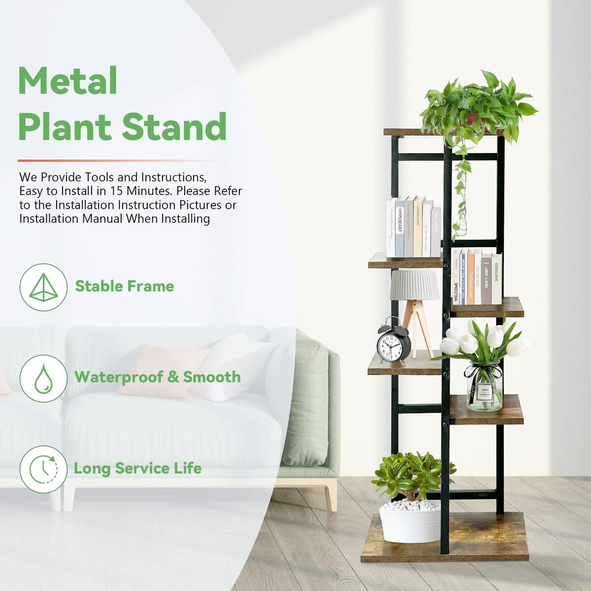 6-Tier Wooden Potted Plant Display Shelves