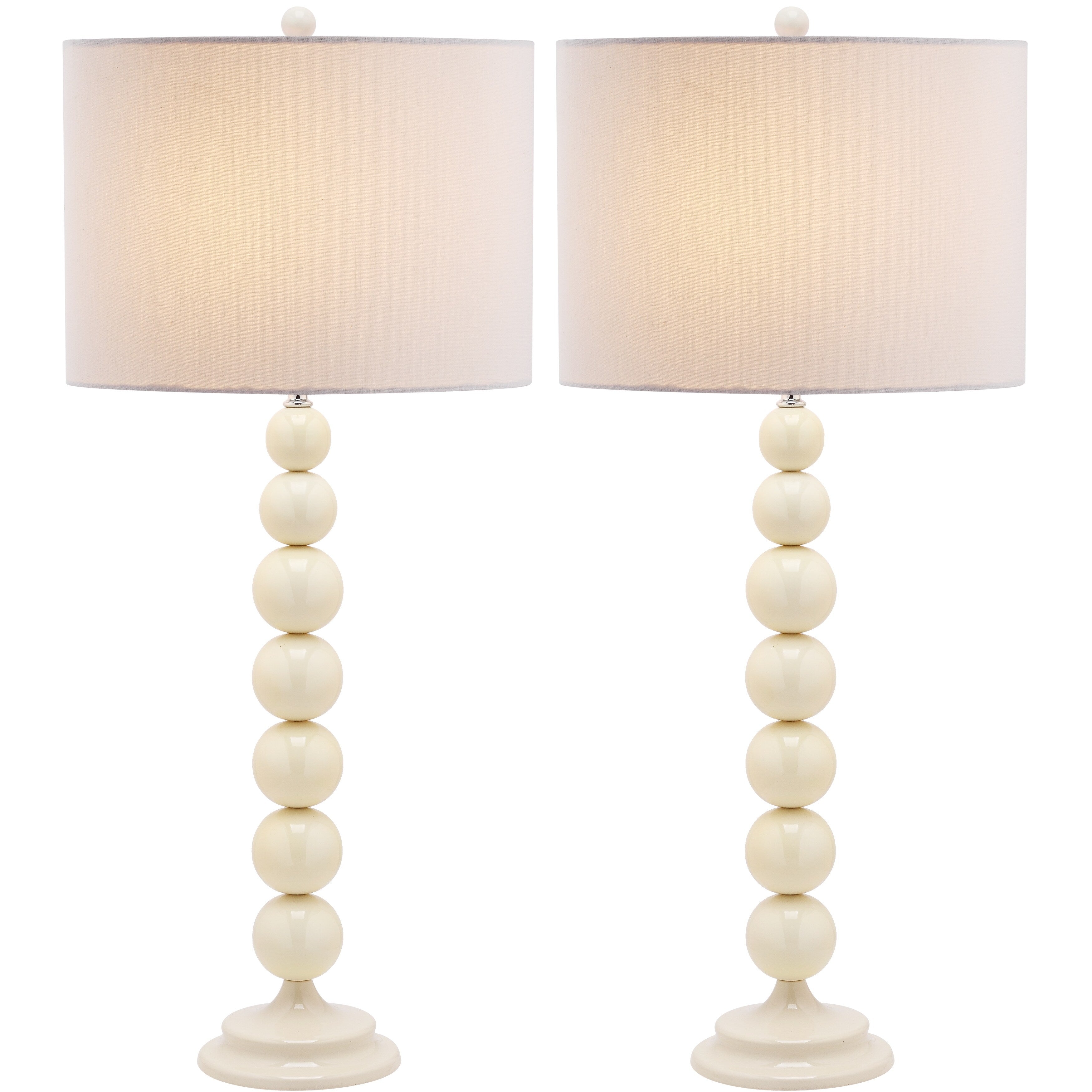 SAFAVIEH Lighting Mechelle 31-inch Stacked Ball White Table Lamp (Set of 2) - 14x14x31.5 - 14Wx14Dx32H