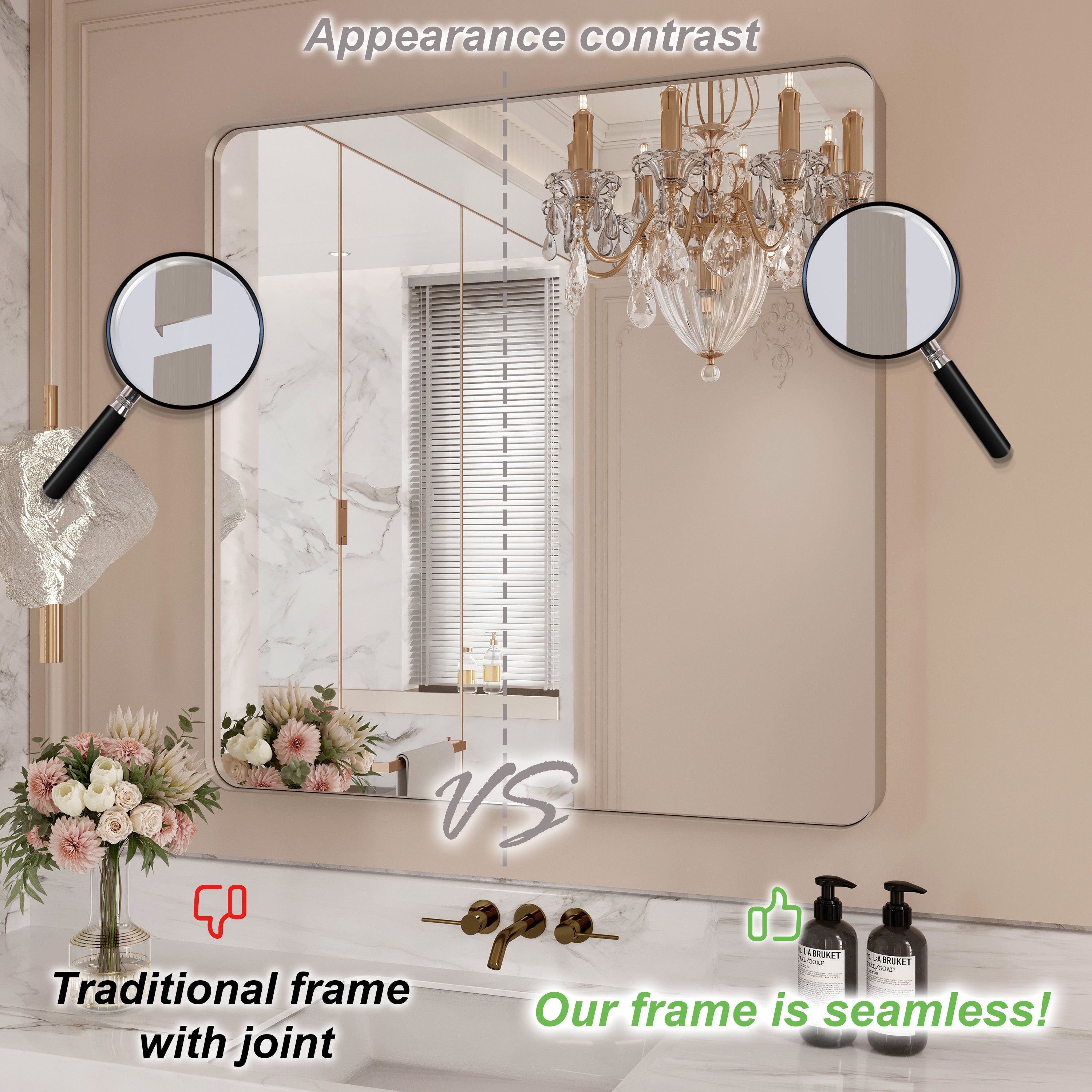 QuivaraView Rectangular Aluminum Framed Bathroom Vanity Mirror