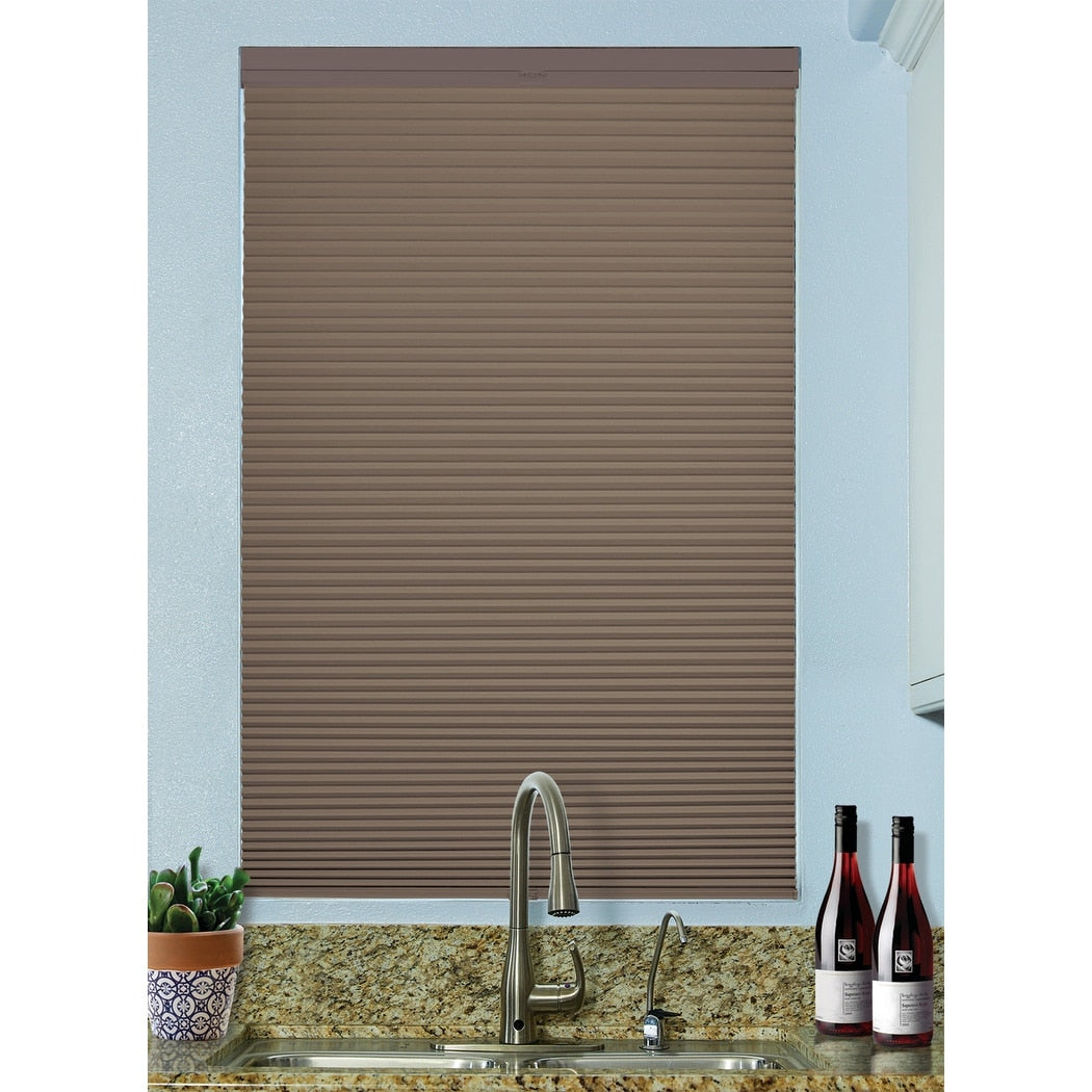 BlindsAvenue Cordless Top Down/Bottom Up Blackout Cellular Honeycomb Shade, 9/16 Single Cell, Warm Cocoa