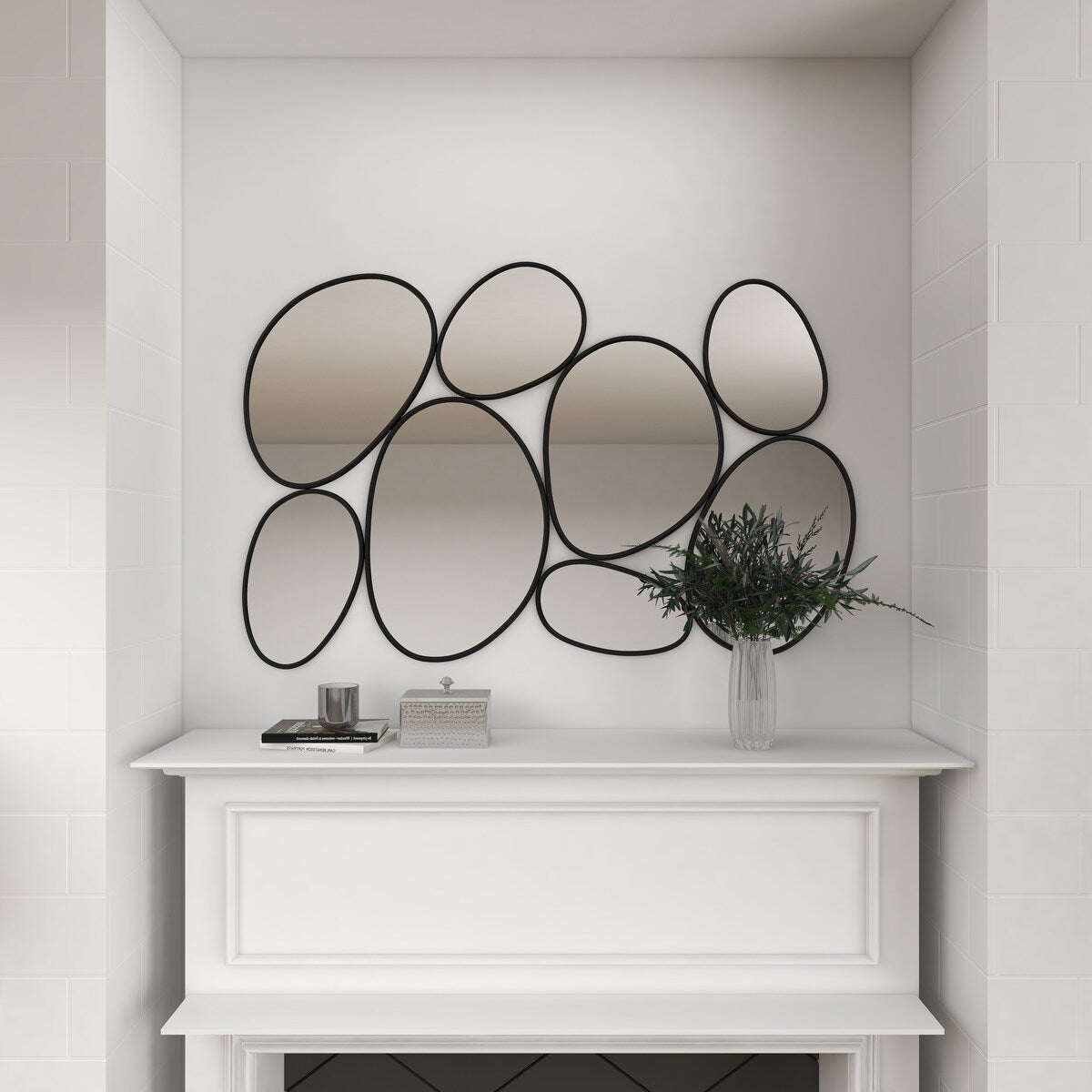 Metal Bubble Cluster Room Wall Mirror - Black - Roche River Decor