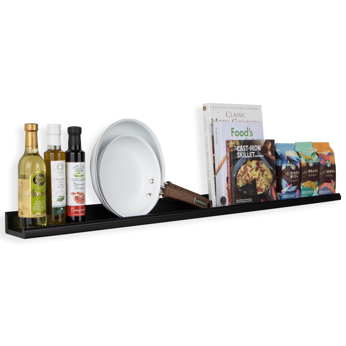 Wallniture Boston 46 Inch Picture Ledge, Black Floating Shelf for Photo Storage