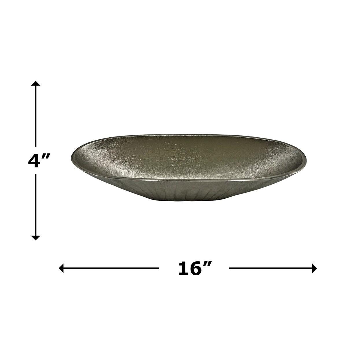 16 Inch Wide Decorative Handmade Aluminum Modern Oval Bowl - 16 x 5 x 4 in