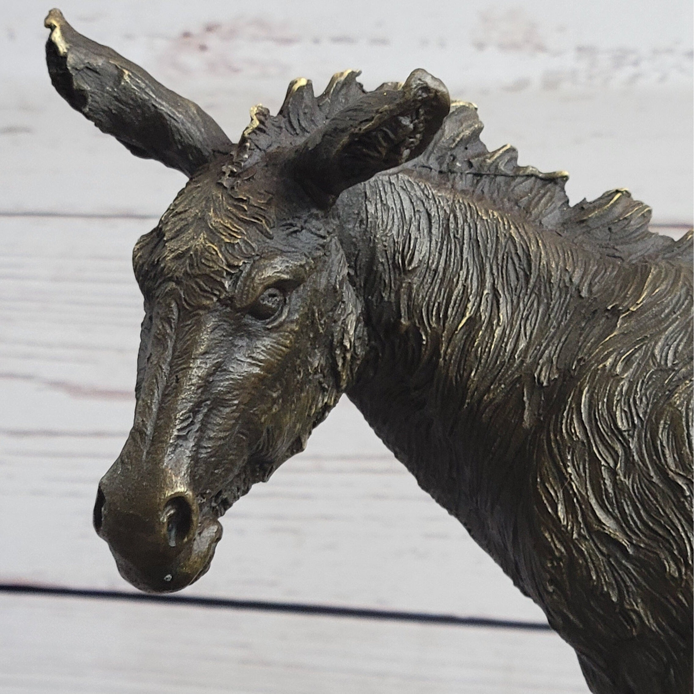 Donkey Mule Bronze Statue Sculpture Figure On Marble Base Signed Barye