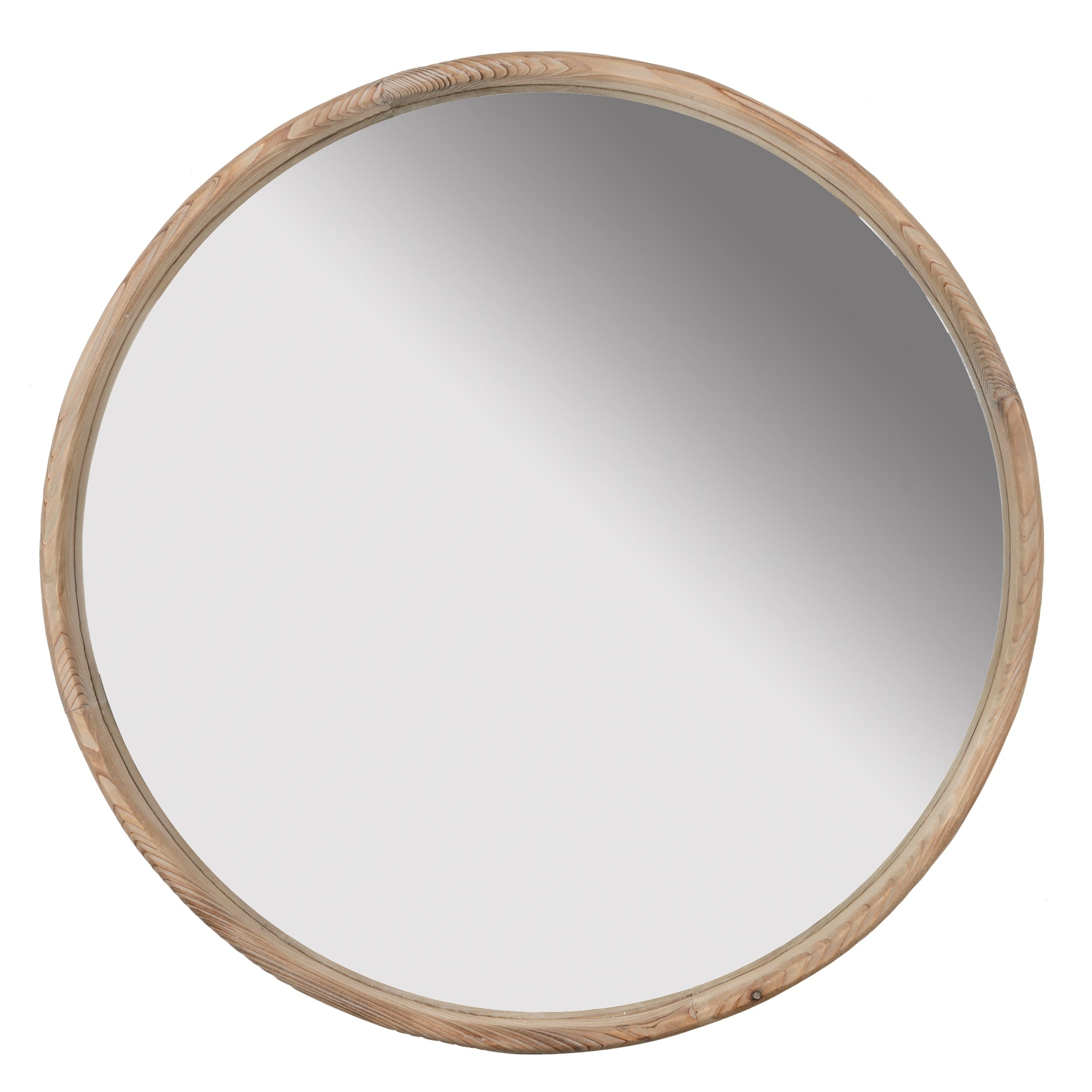 28 Round Wood Mirror, Wall Mounted Mirror Home Decor for Bathroom Living Room - Brown