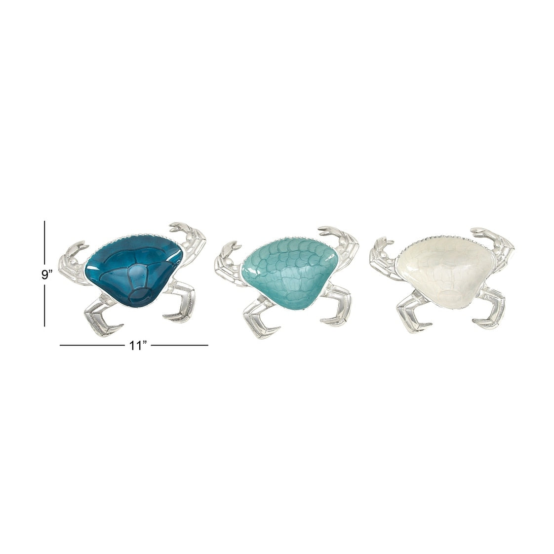 Multi Colored Aluminum Metal Crab Serving Bowl with Enamel Interior (Set of 3)