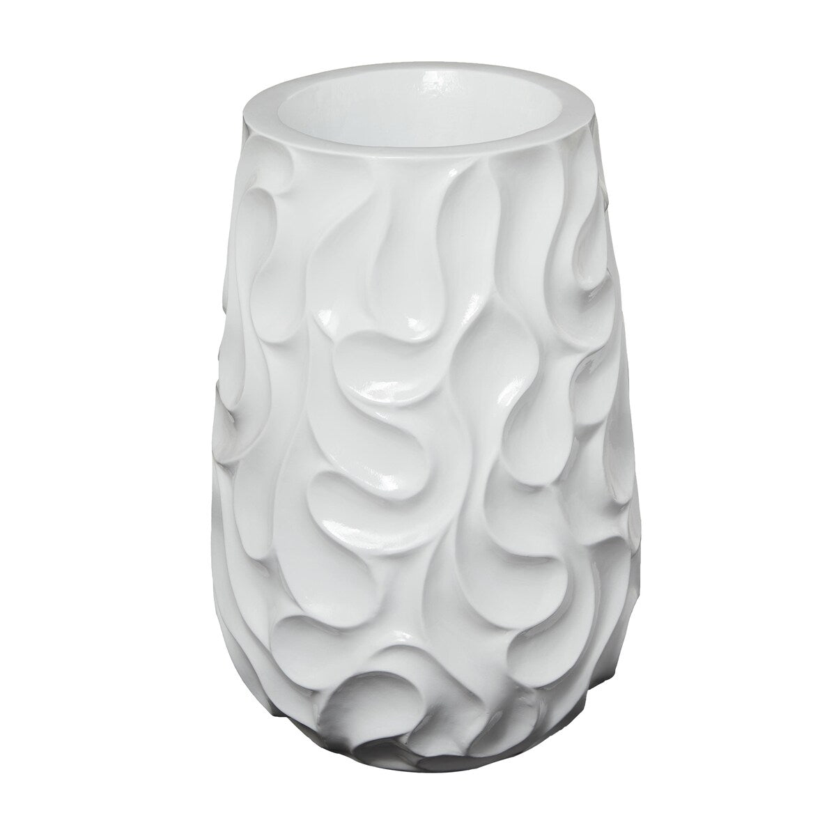 Resin Wave Inspired Textured Decorative Vase - White or Black - Roche River Decor