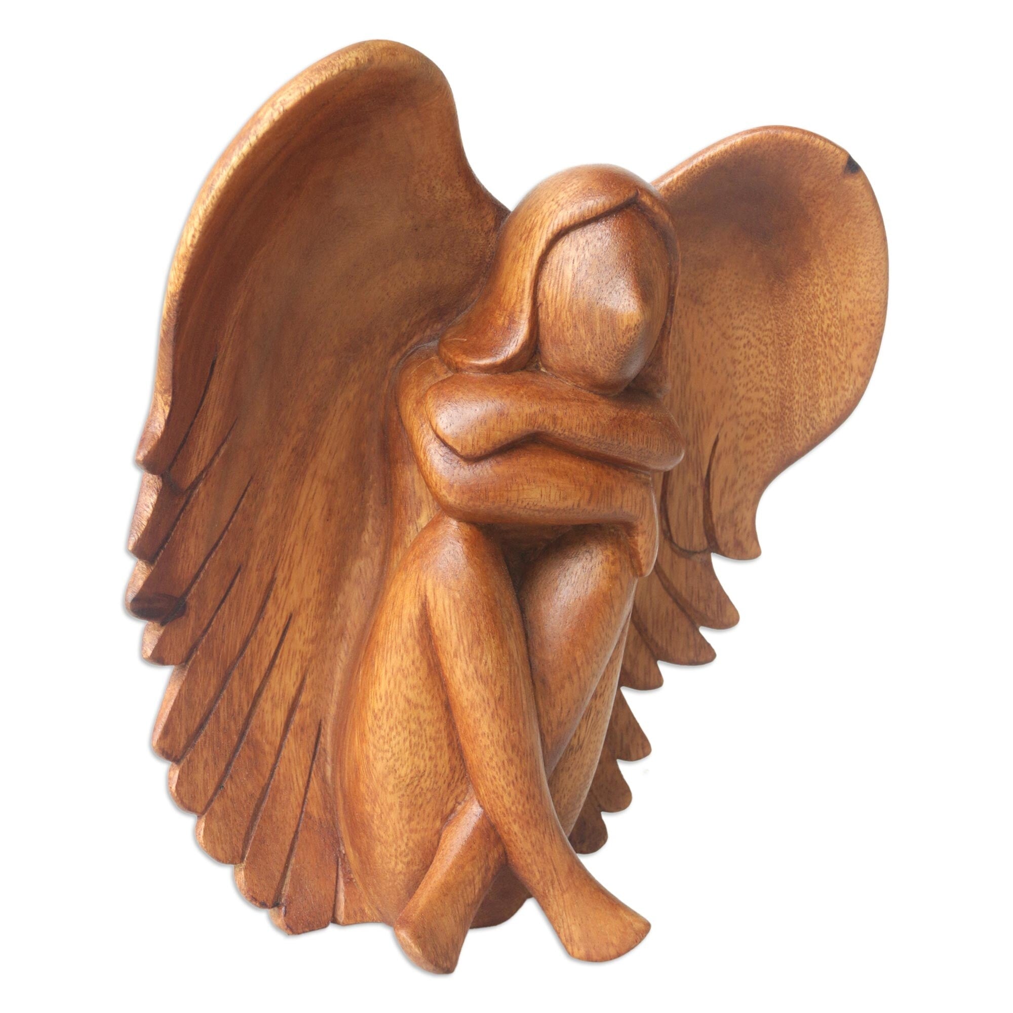 Novica Handmade Dreamy Angel Wood Sculpture