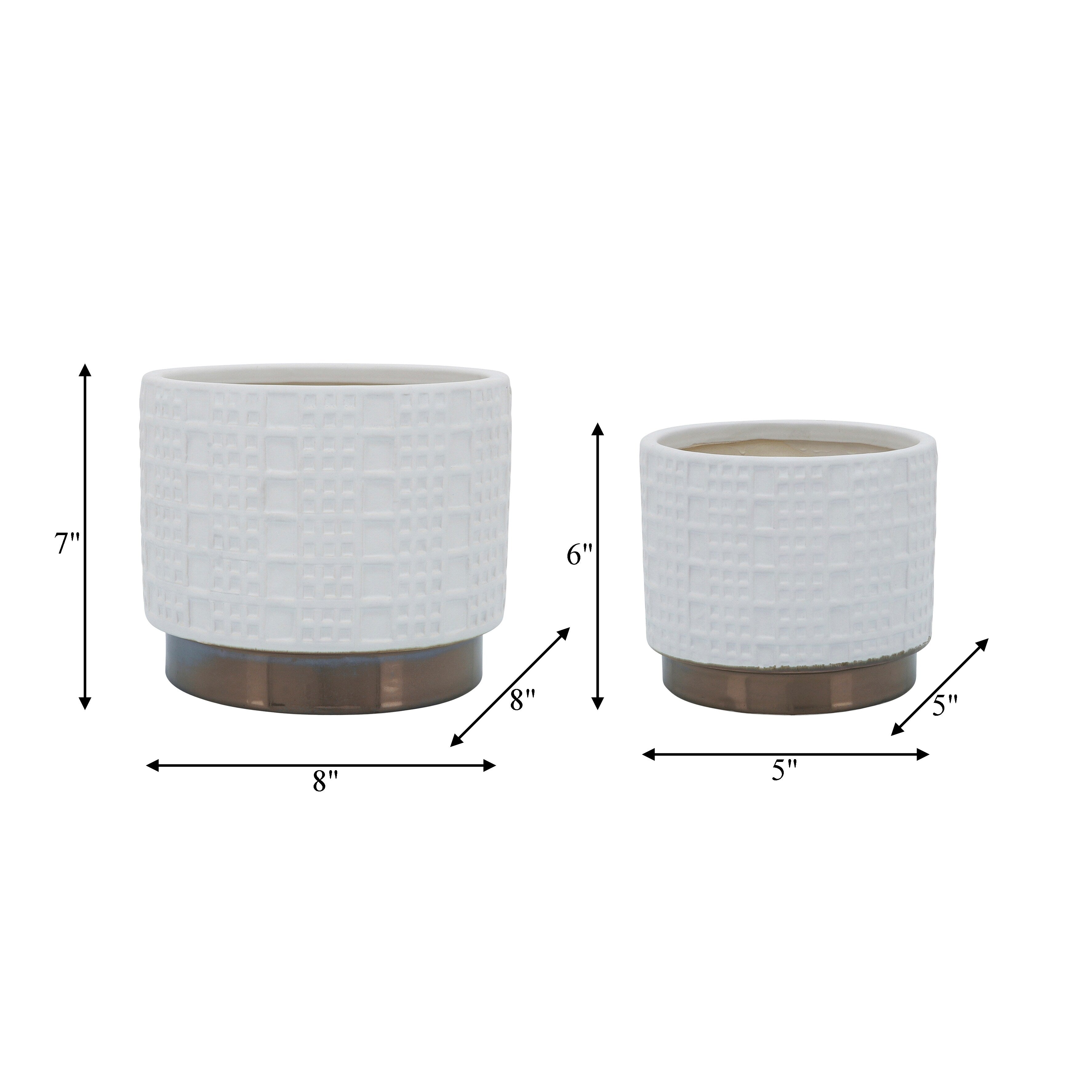 Sagebrook Home Modern Neutral Ceramic Planter Set of 2 - 8x8x7