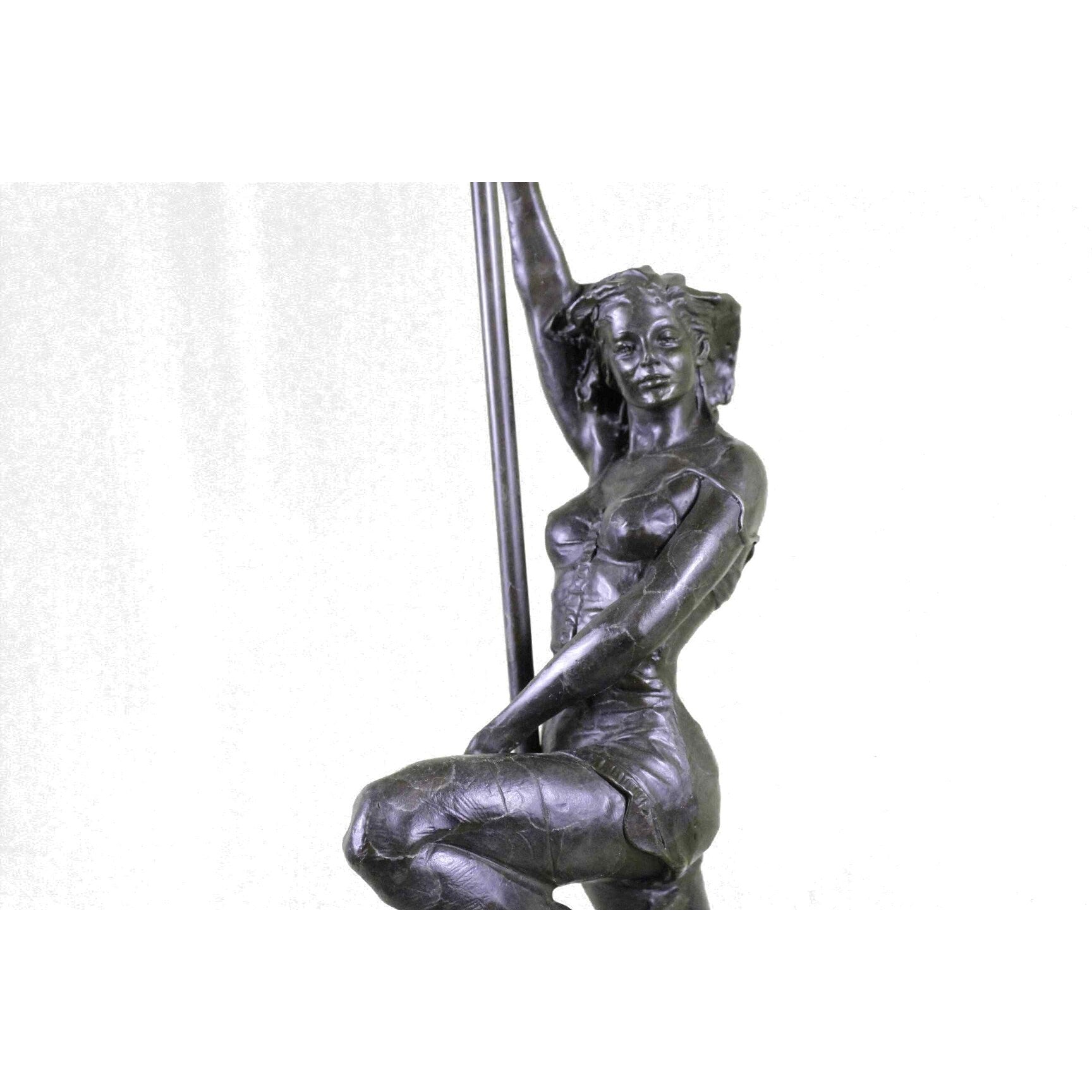 Large 14 Lbs Pole Dancer Bronze Sculpture Figure Marble Base Figurine By Vitaleh