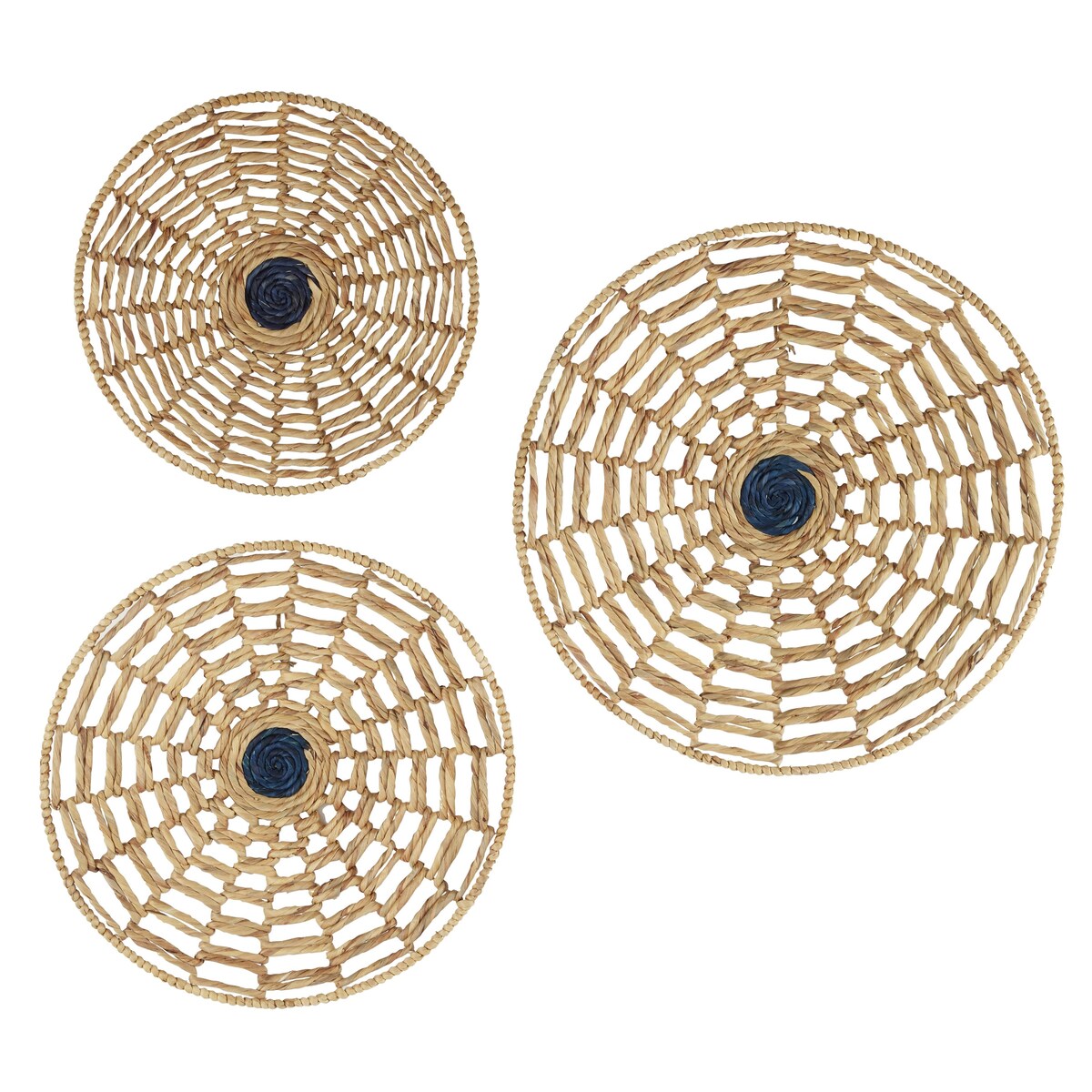 Seagrass Plate Handmade Woven Basket Home Wall Decor - Set of 3 Brown - Roche River Decor