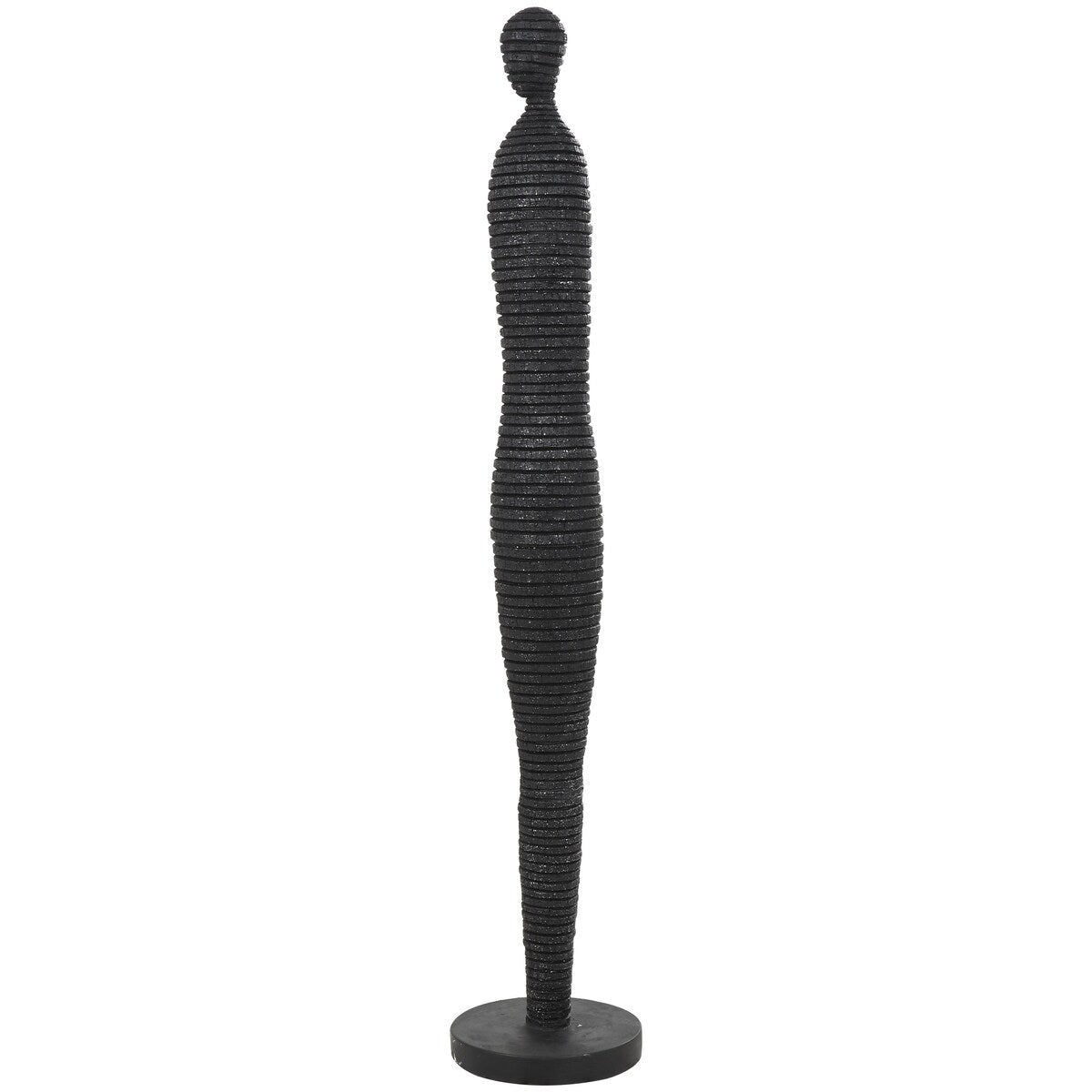 Polystone People Tall Slim Figure Decorative Sculpture with Ribbed Body and Glitter Accents - Black - Roche River Decor