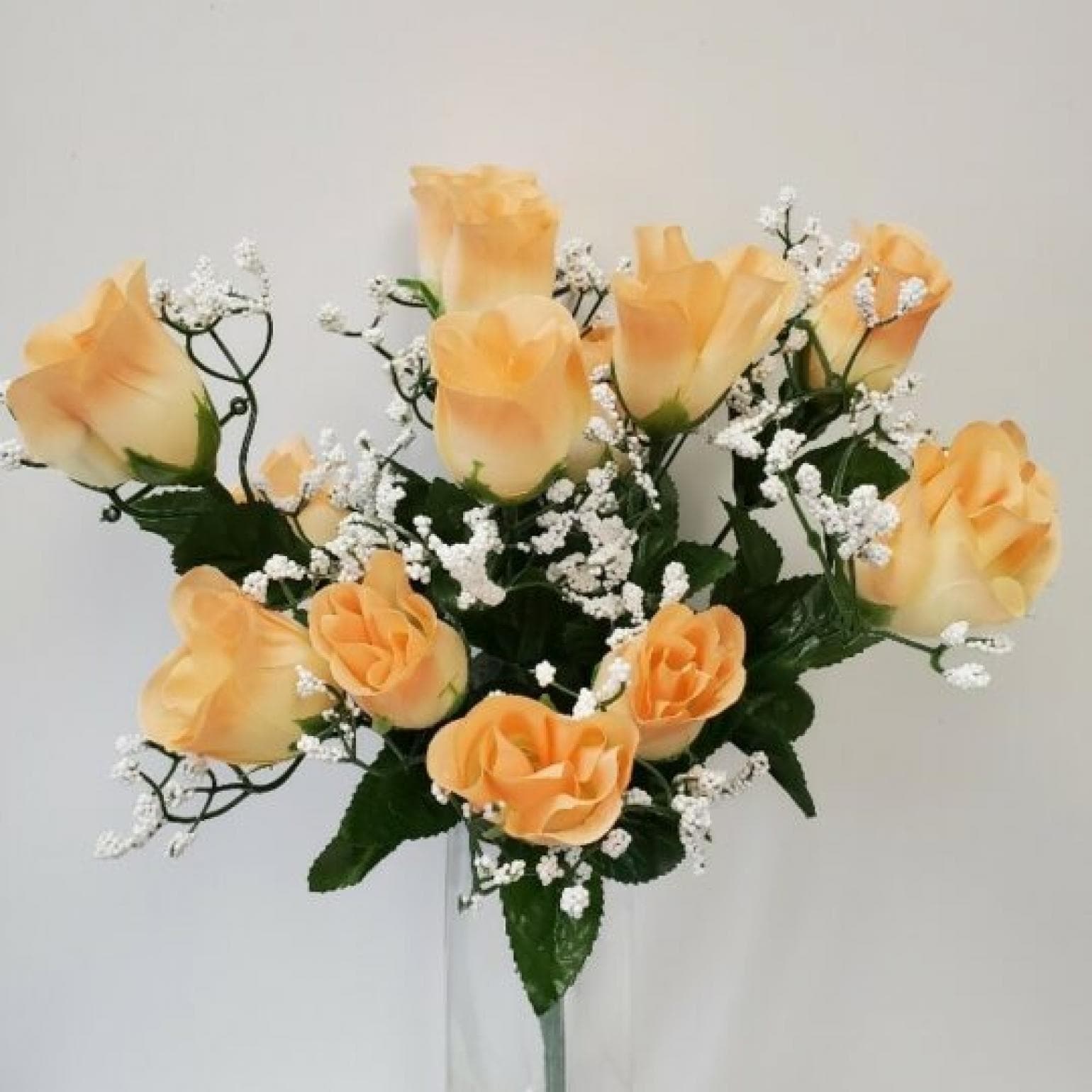 Peach Roses With White Accent Flowers Artificial Flower