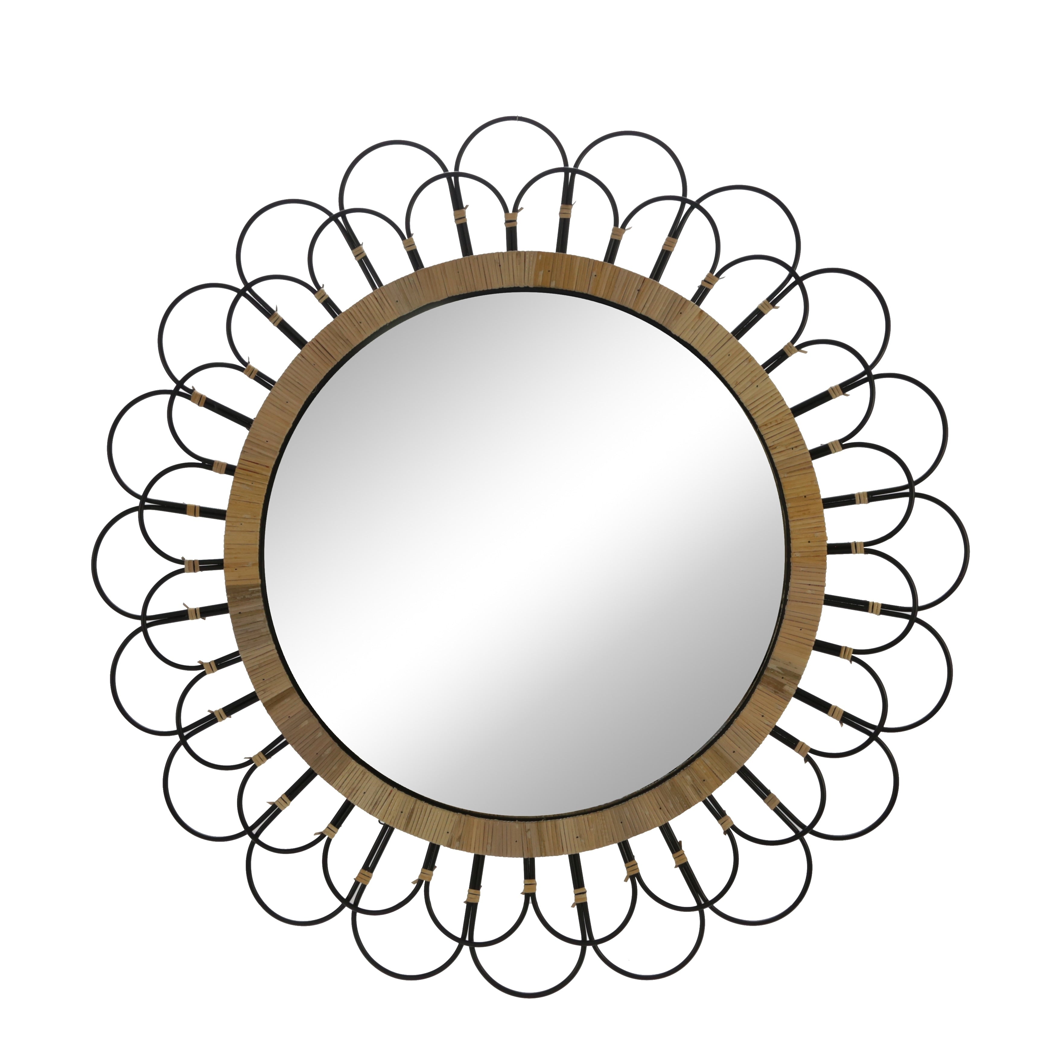 Sagebrook Home 36 Round Daisy Metal Wall Mirror, Contemporary Hanging Mirror