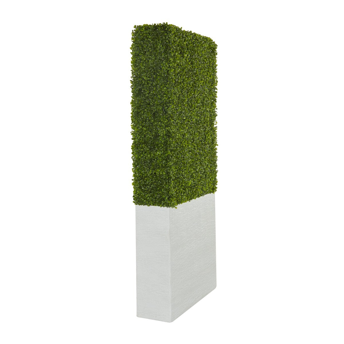 Faux Foliage Boxwood Hedge Tall Topiary with Realistic Leaves and Black or White Planter Box - Green - Roche River Decor