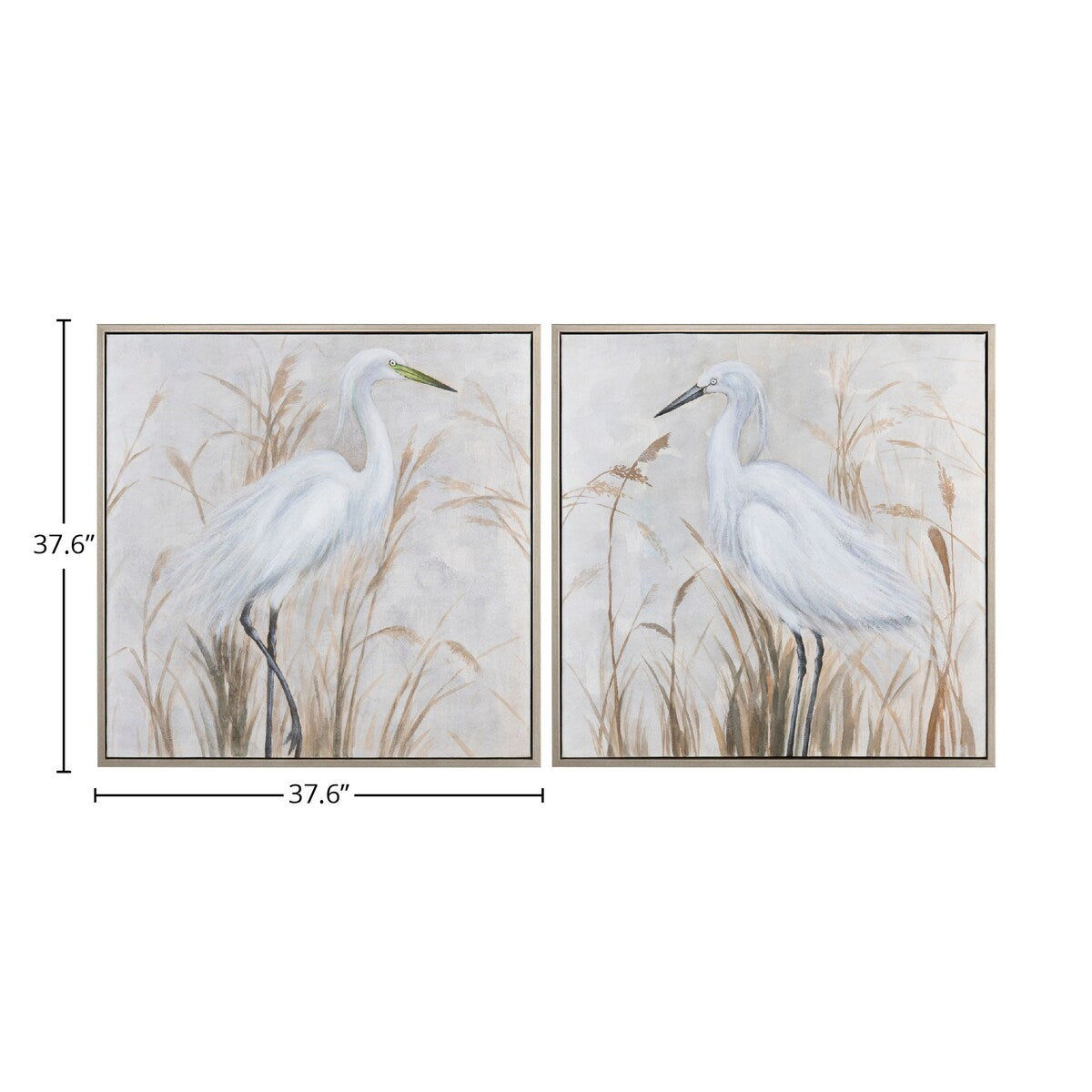 Coastal Grace 2-Piece Canvas Wall Art with Gold Frame - 37.6 x 37.6 - White