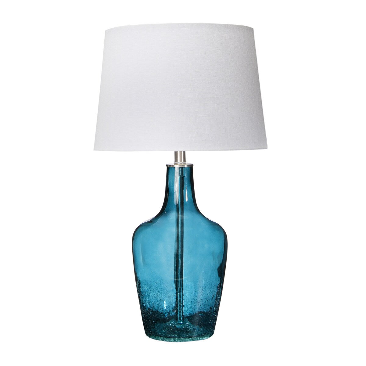 Glass Table Lamp with Metal Accents and Empire Shade