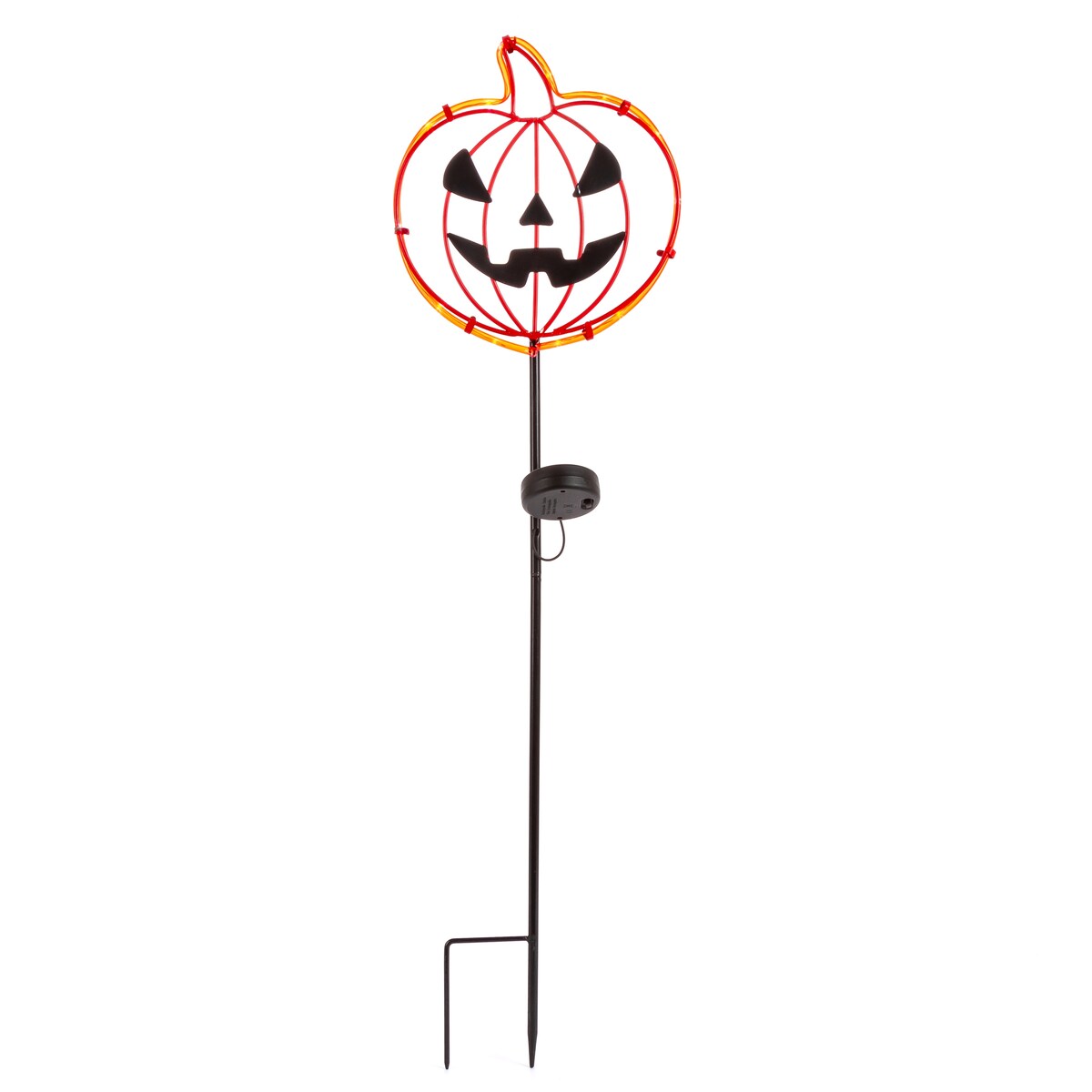 31.8 in. Solar Powered Illuminating Metal Halloween Pumpkin Face Yard Stake