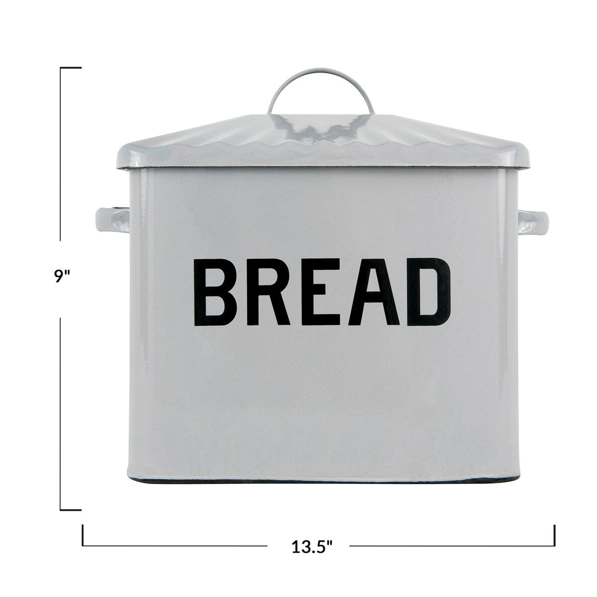 Enameled Metal Bread Box with Bread Message