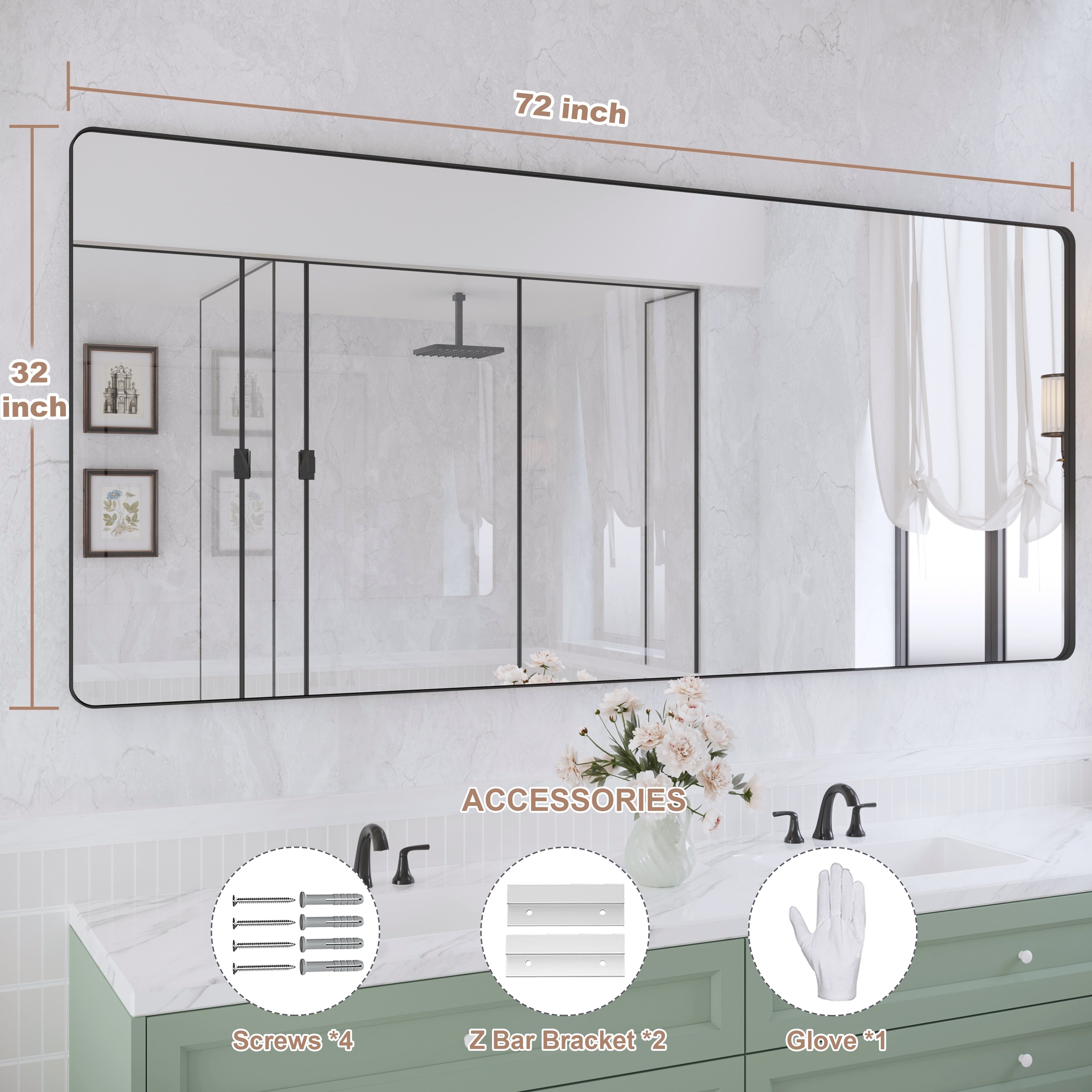 QuivaraView Rectangular Aluminum Framed Bathroom Vanity Mirror