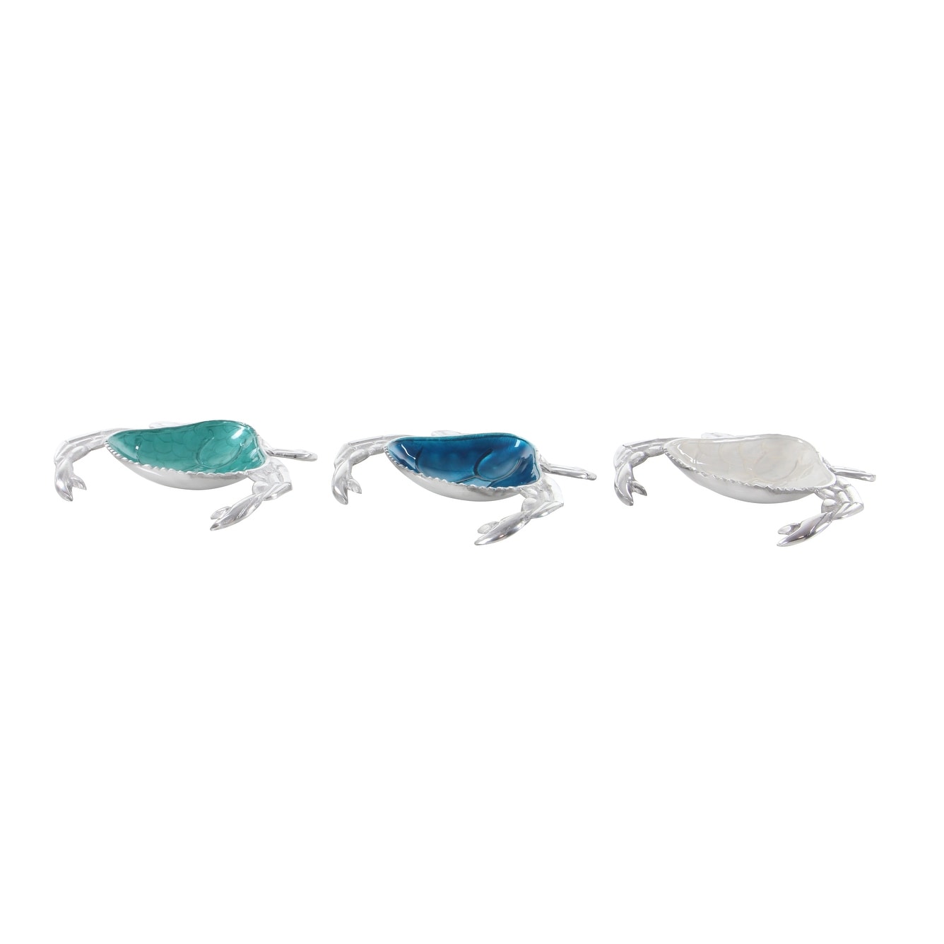 Multi Colored Aluminum Metal Crab Serving Bowl with Enamel Interior (Set of 3)