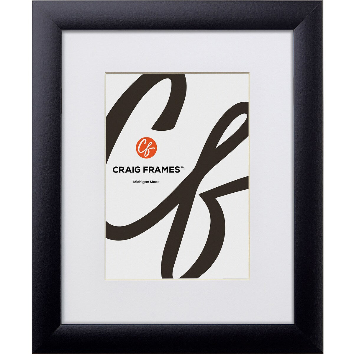 Craig Frames 1WB3BK Black Picture Frame with White Mat Opening