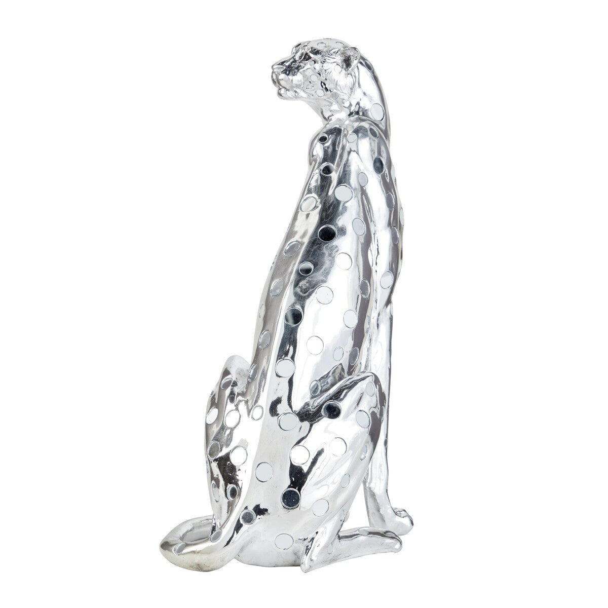 Polystone Leopard Decorative Sculpture - Silver - Roche River Decor