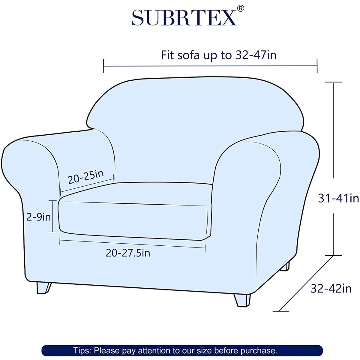 Subrtex 2 Piece Armchair Slipcover Jacquard Damask Spandex Furniture Protector