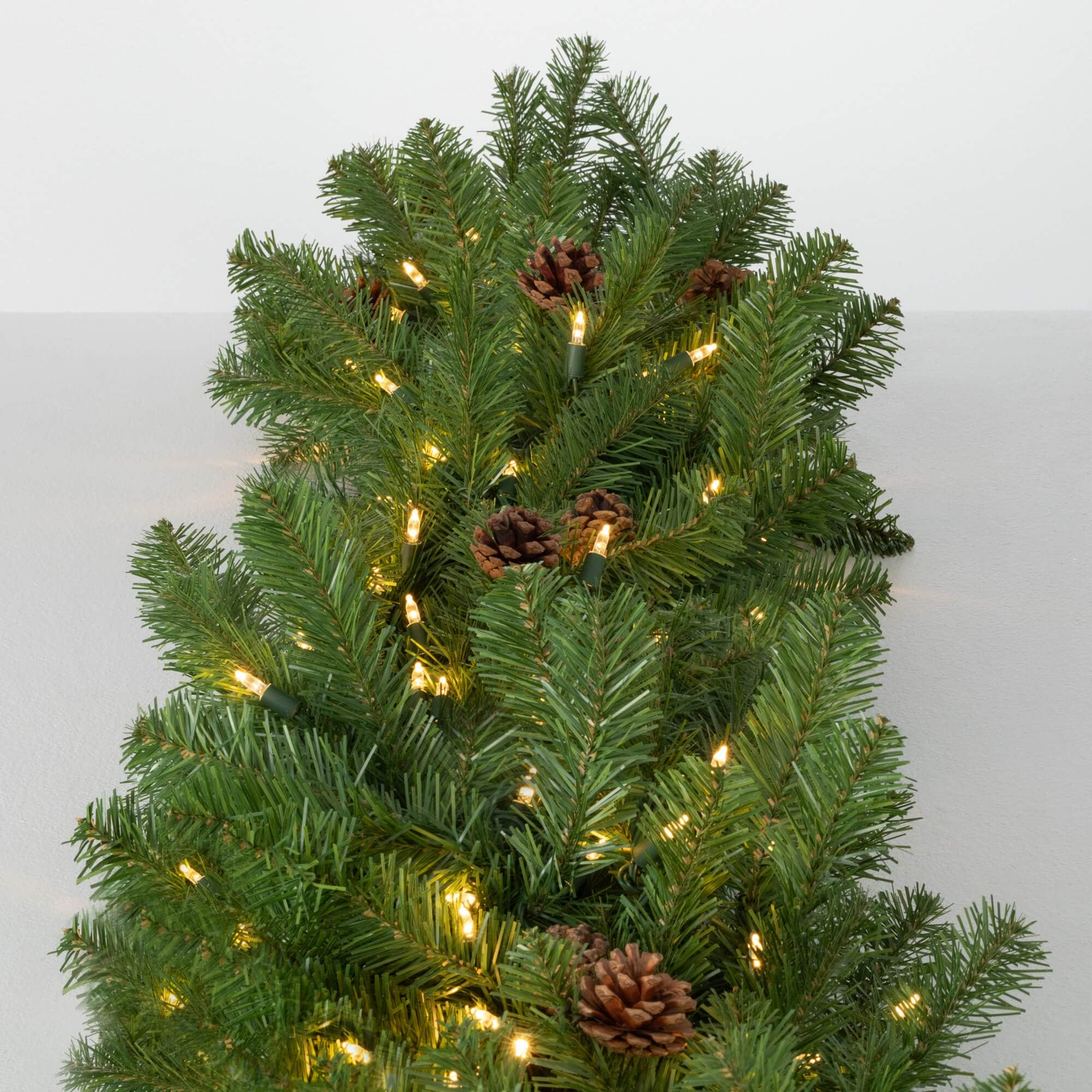 108L Sullivans Artificial Christmas Lit Pine And Cone Garland, Green