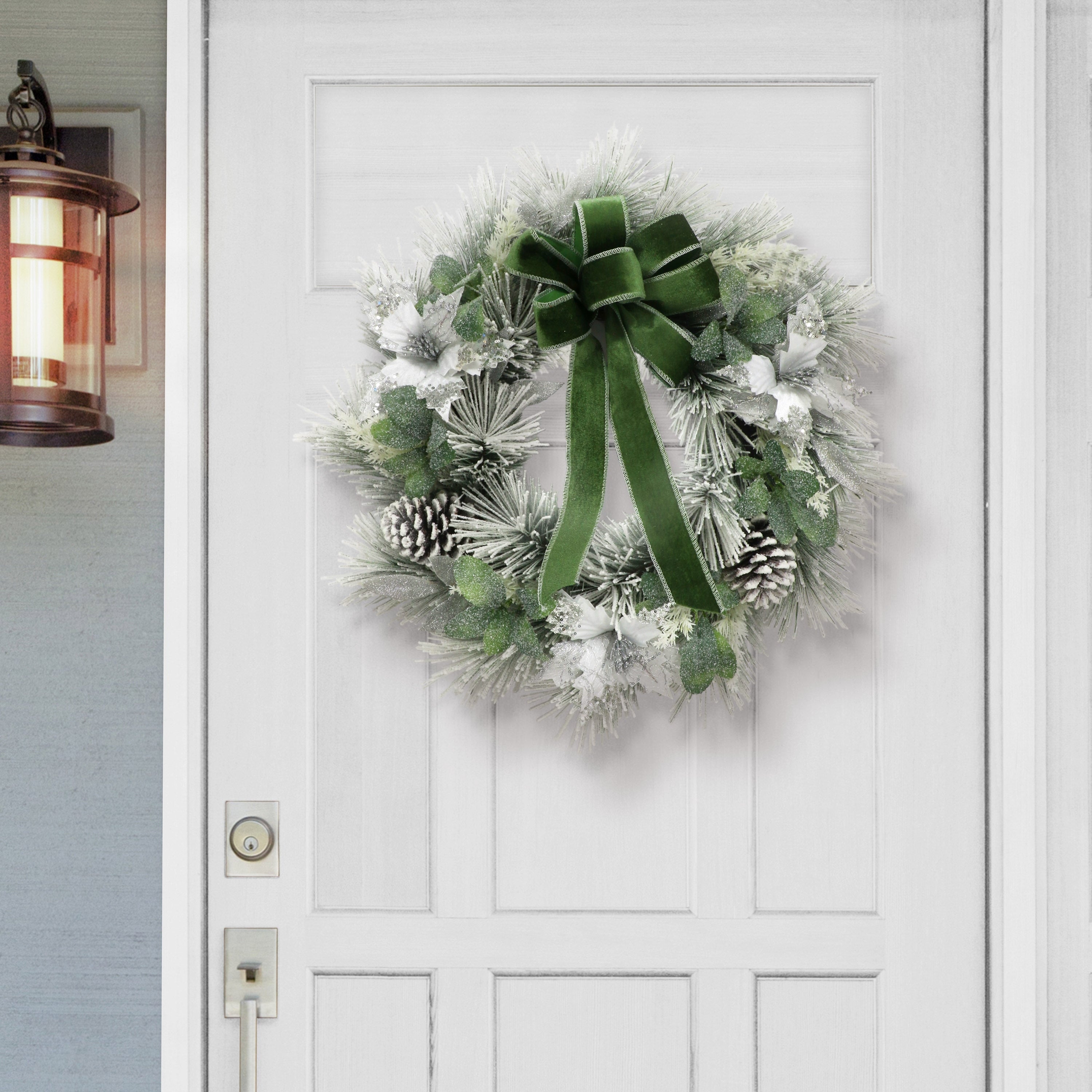 Puleo International 24 in. Decorated Flocked Artificial Christmas Wreath - White