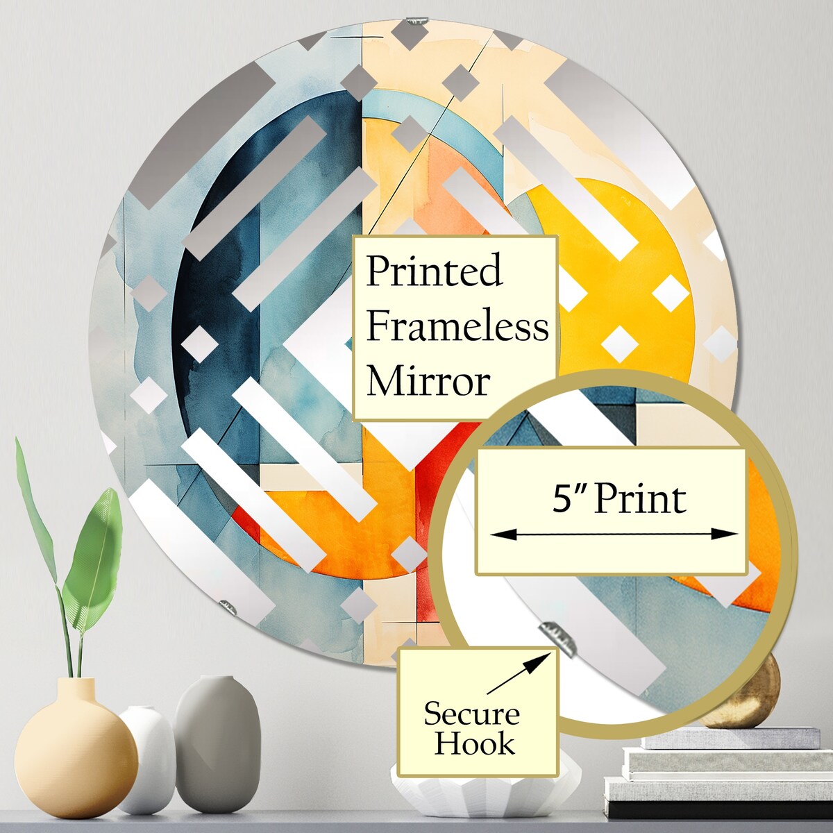 Designart Cubic soft colors tiles V - Modern Abstract Geometric Diamond Decorative Mirror