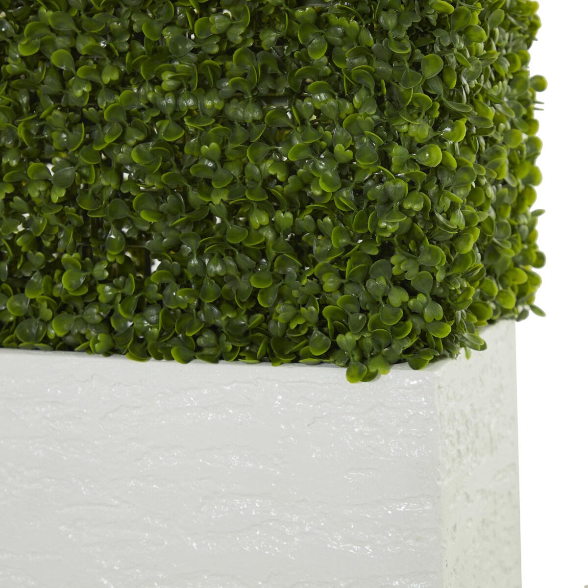 Faux Foliage Boxwood Hedge Tall Topiary with Realistic Leaves and Black or White Planter Box - Green - Roche River Decor