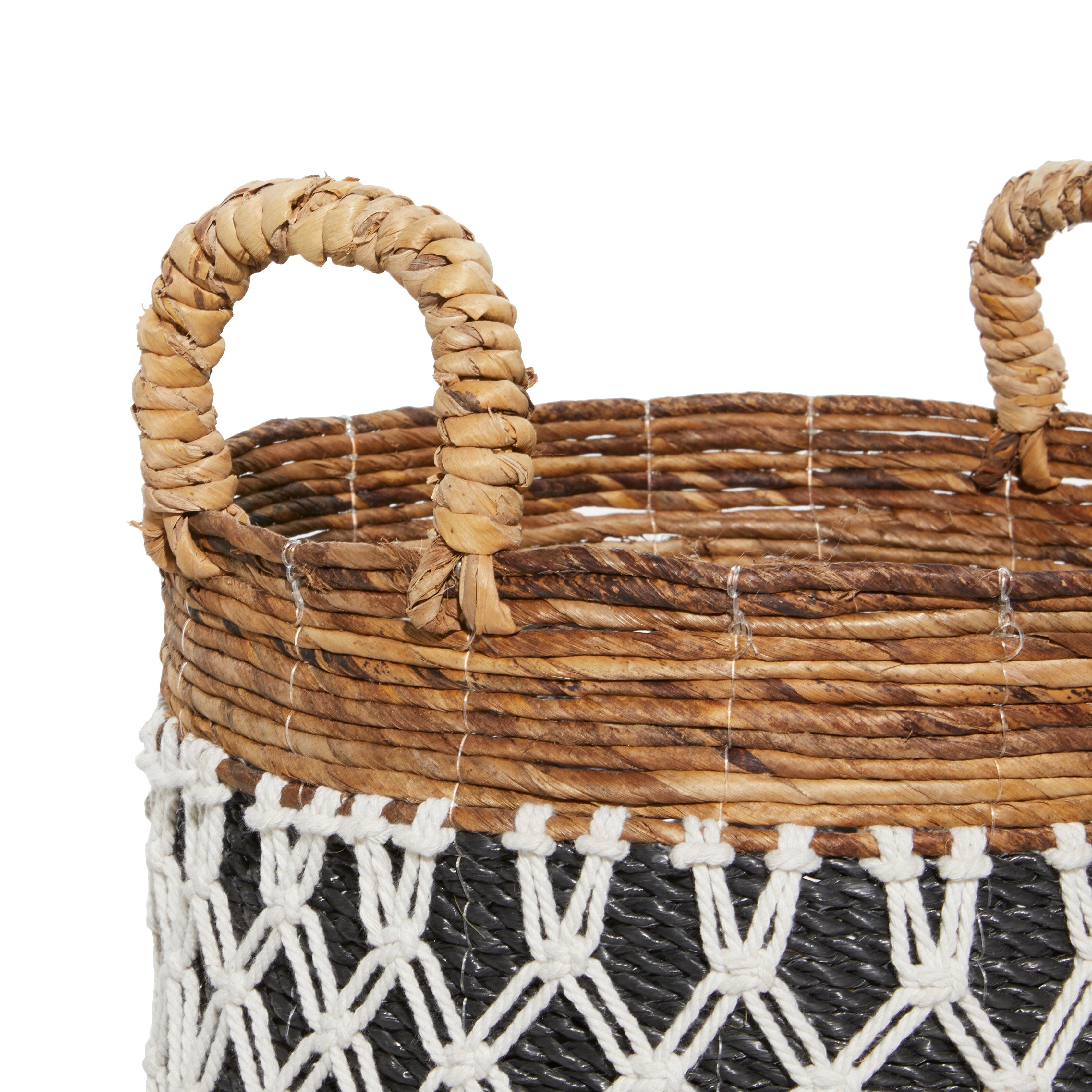 Black Banana Leaf Bohemian Storage Basket (Set of 2) - S/2 19, 18H