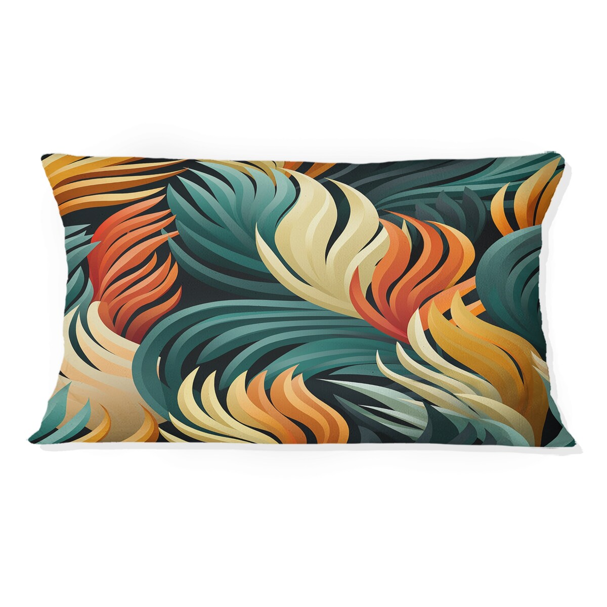 Designart Green And Orange Exotic Jungle Foliage Abstract Printed Throw Pillow