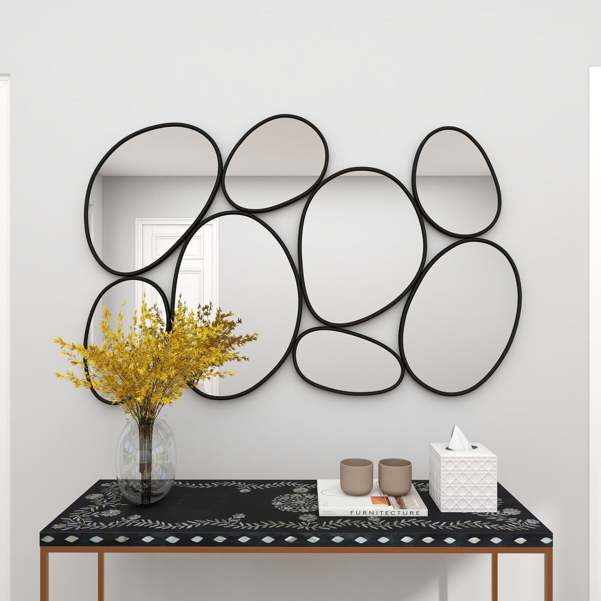 Metal Bubble Cluster Room Wall Mirror - Black - Roche River Decor