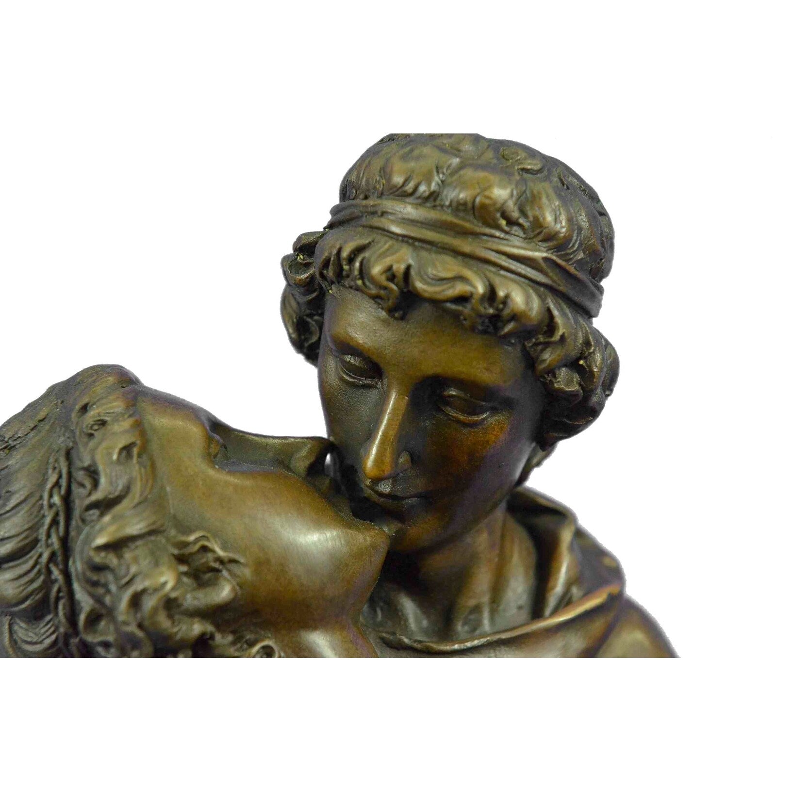 HandmadeArt Nouveau Couple Kissing Bronze Sculpture Marble Base Figurine Home