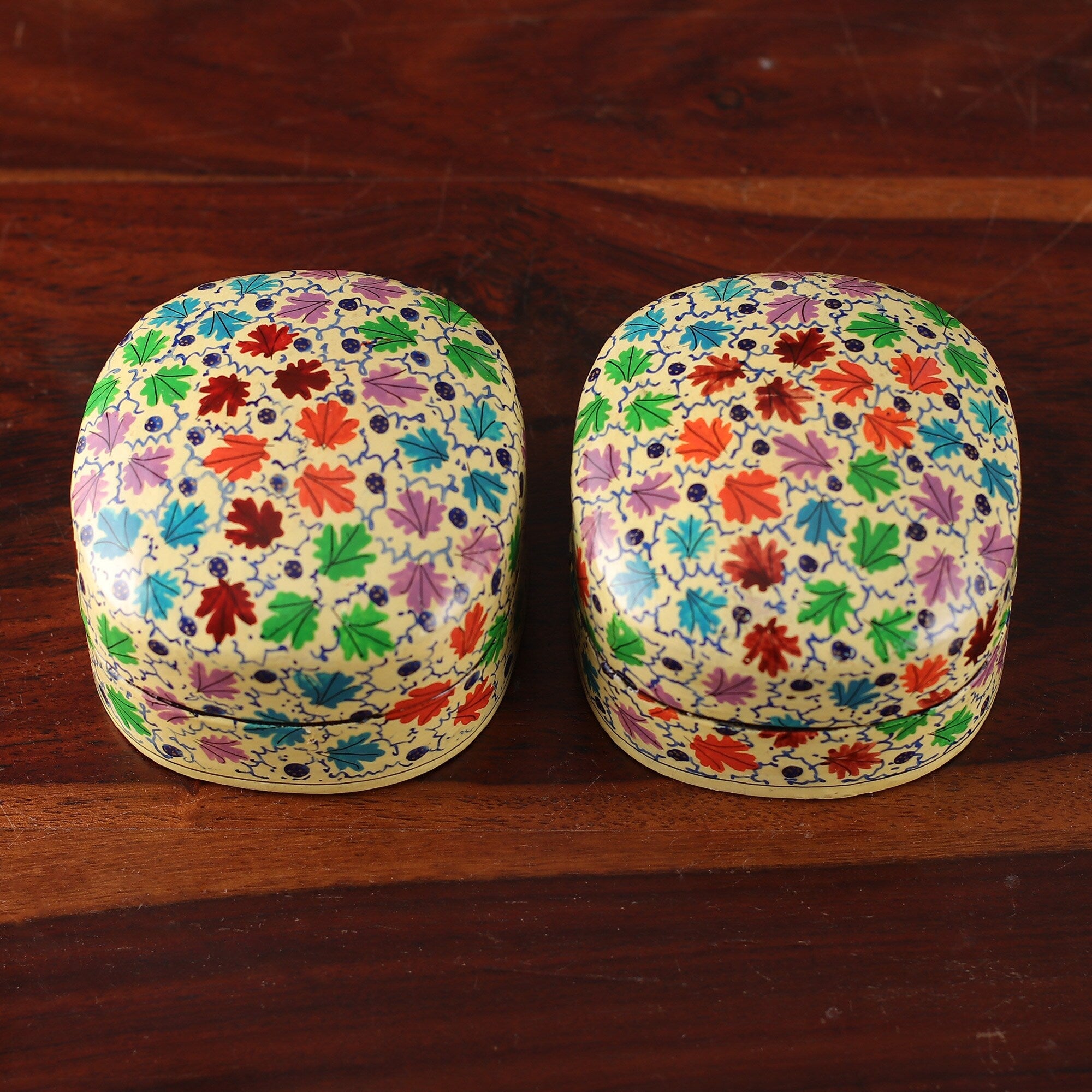 Novica Handmade Chinar Bliss Papier Mache And Wood Decorative Boxes (Pair)