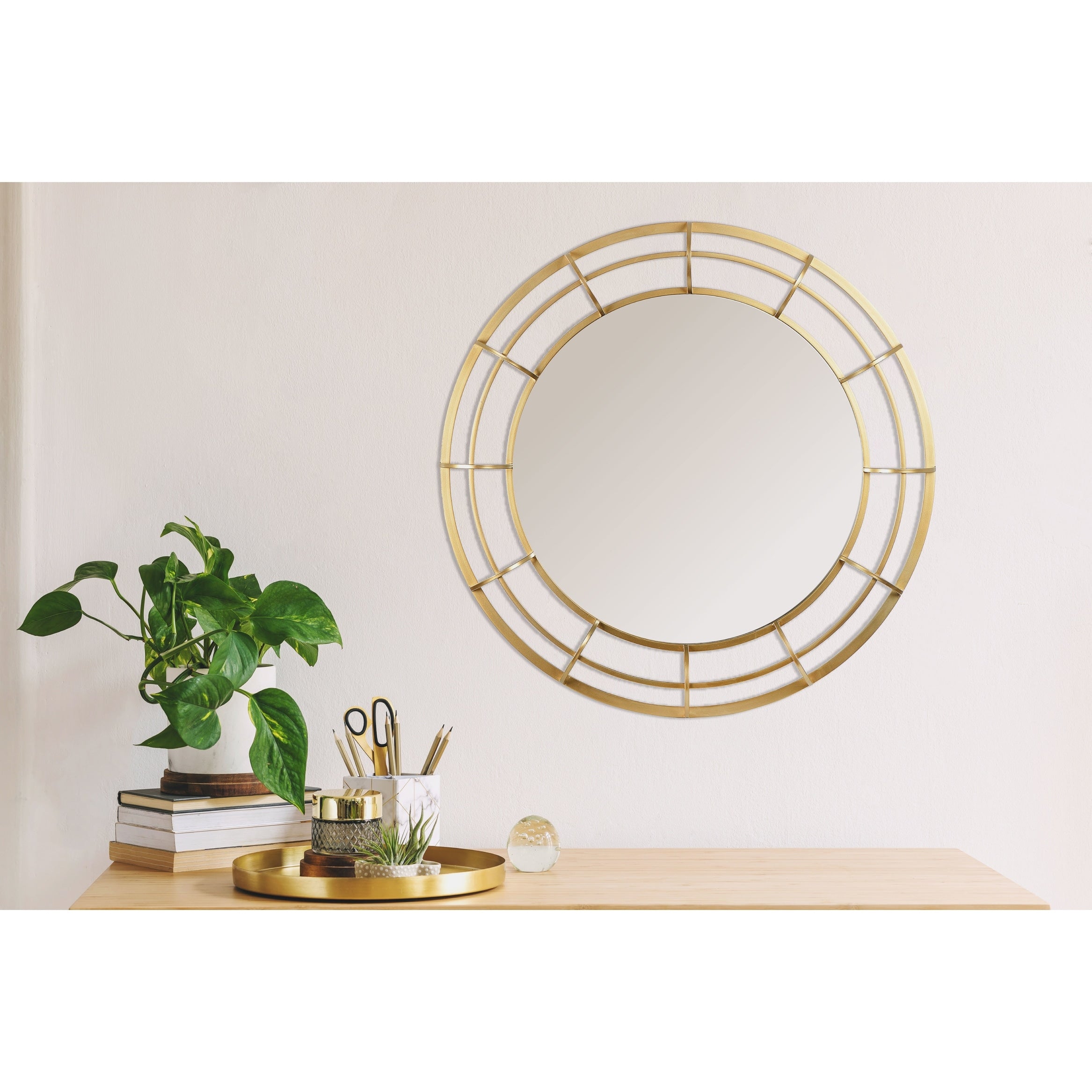 Wire Framed Wall Mirror, Gold