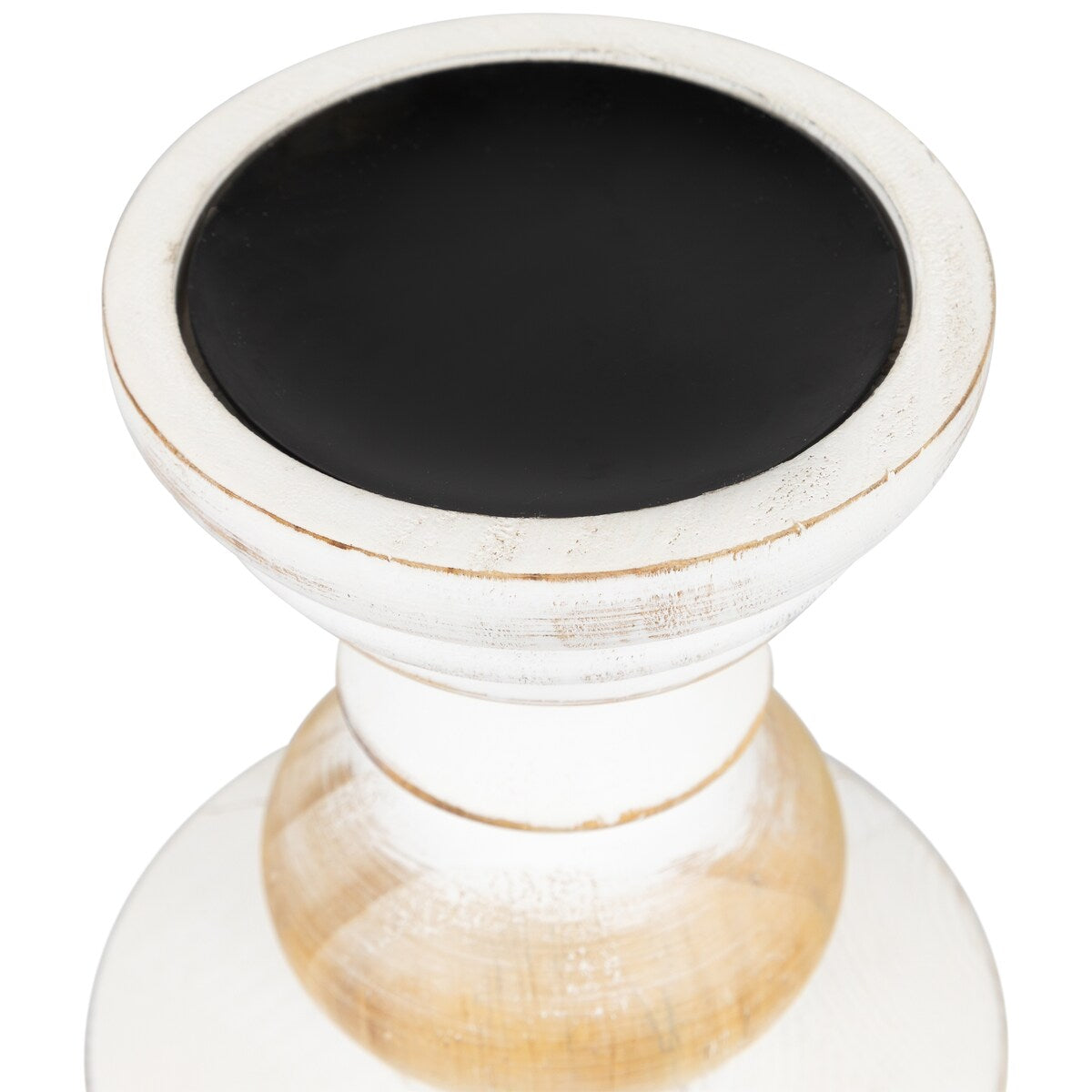 Wooden Pedestal Pillar Candle Holder - 5.5 - Brushed White