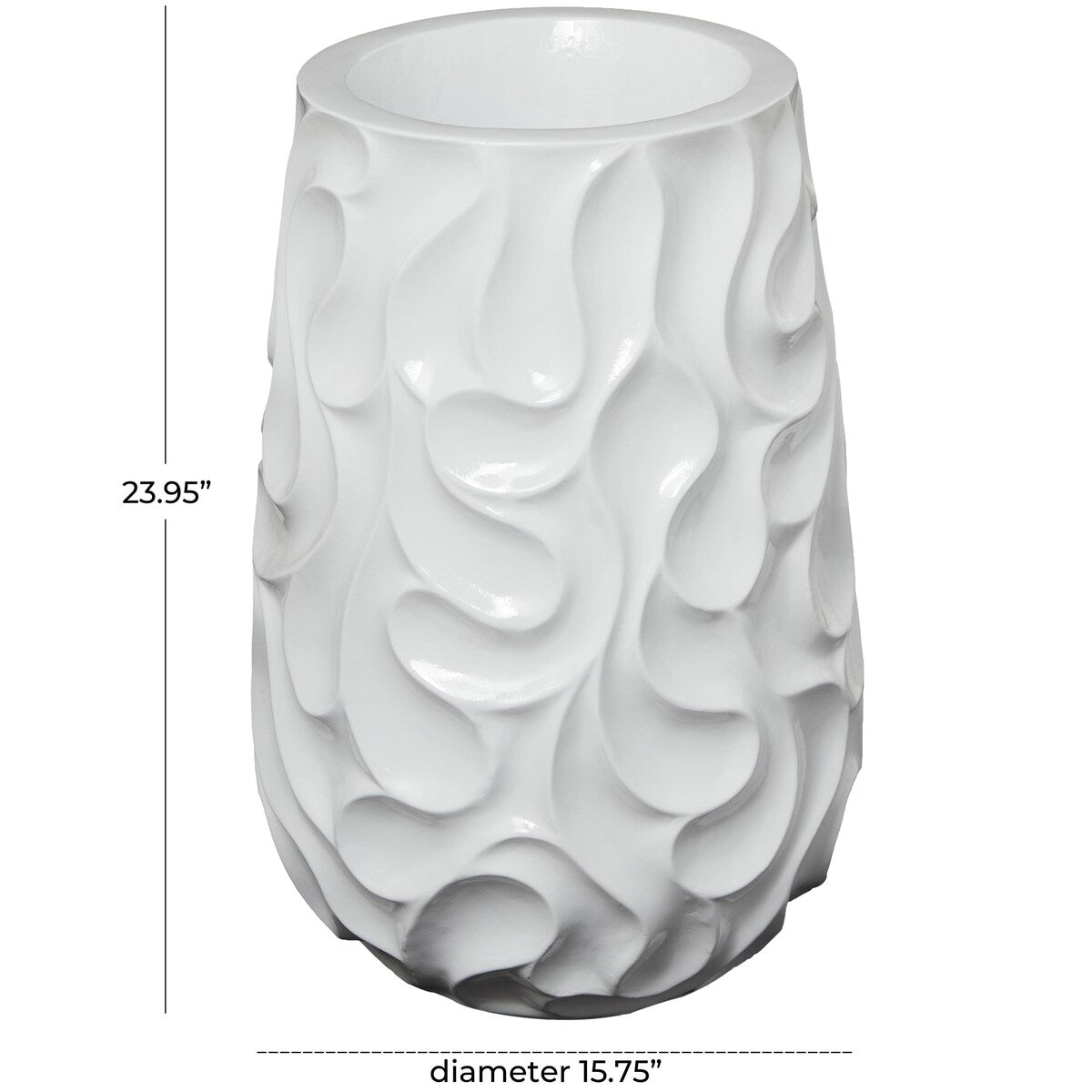 Resin Wave Inspired Textured Decorative Vase - White or Black - Roche River Decor