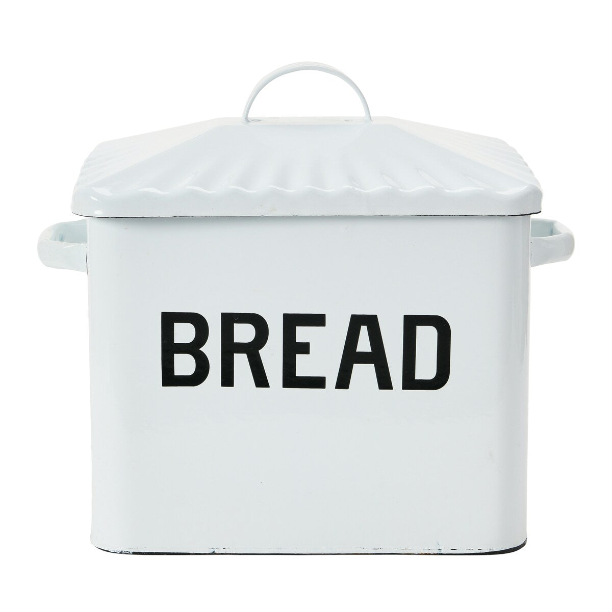 Enameled Metal Bread Box with Bread Message