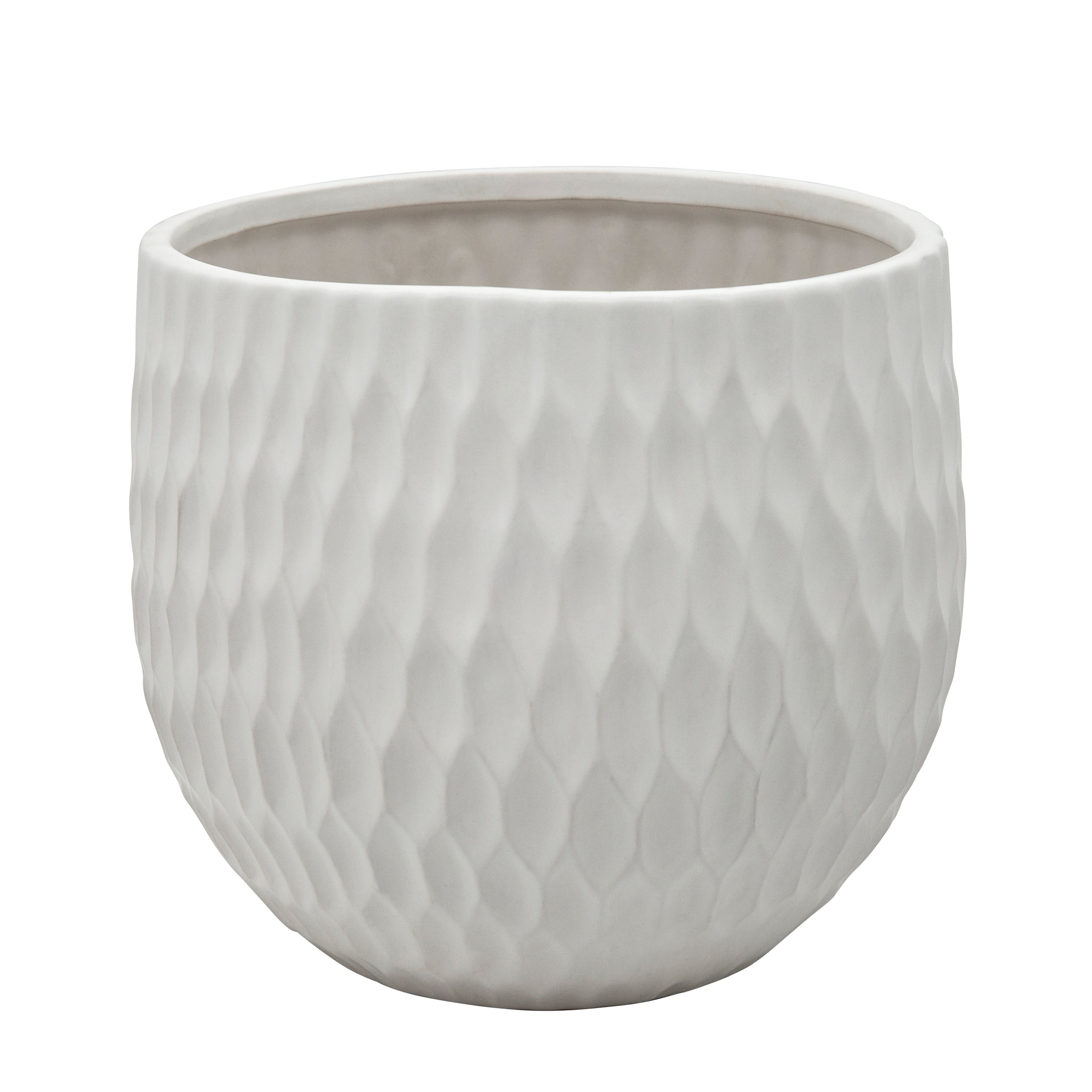 Sagebrook Home Neutral Matte White Ceramic Planters, Set of 3 - 9 x 9 x 8