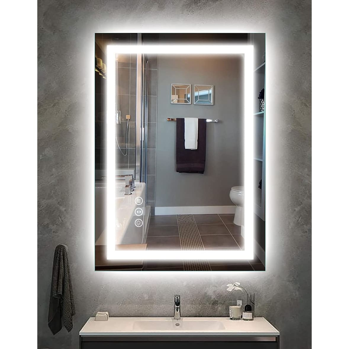 KIOTEE LED Mirror Lights Anti-Fog Frameless Bathroom Vanity Mirror in Tempered Glass