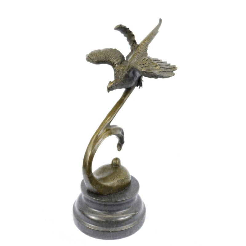 Pheasant And Dove Love Bird Bronze Sculpture Art Deco Figurine