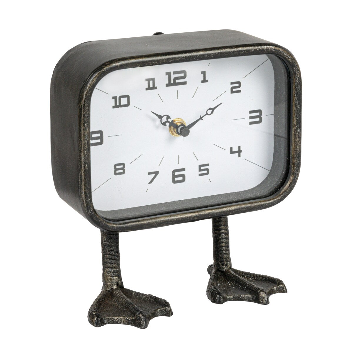 Metal Standing Clock with Duck Feet - 6.9L x 3.8W x 7.6H